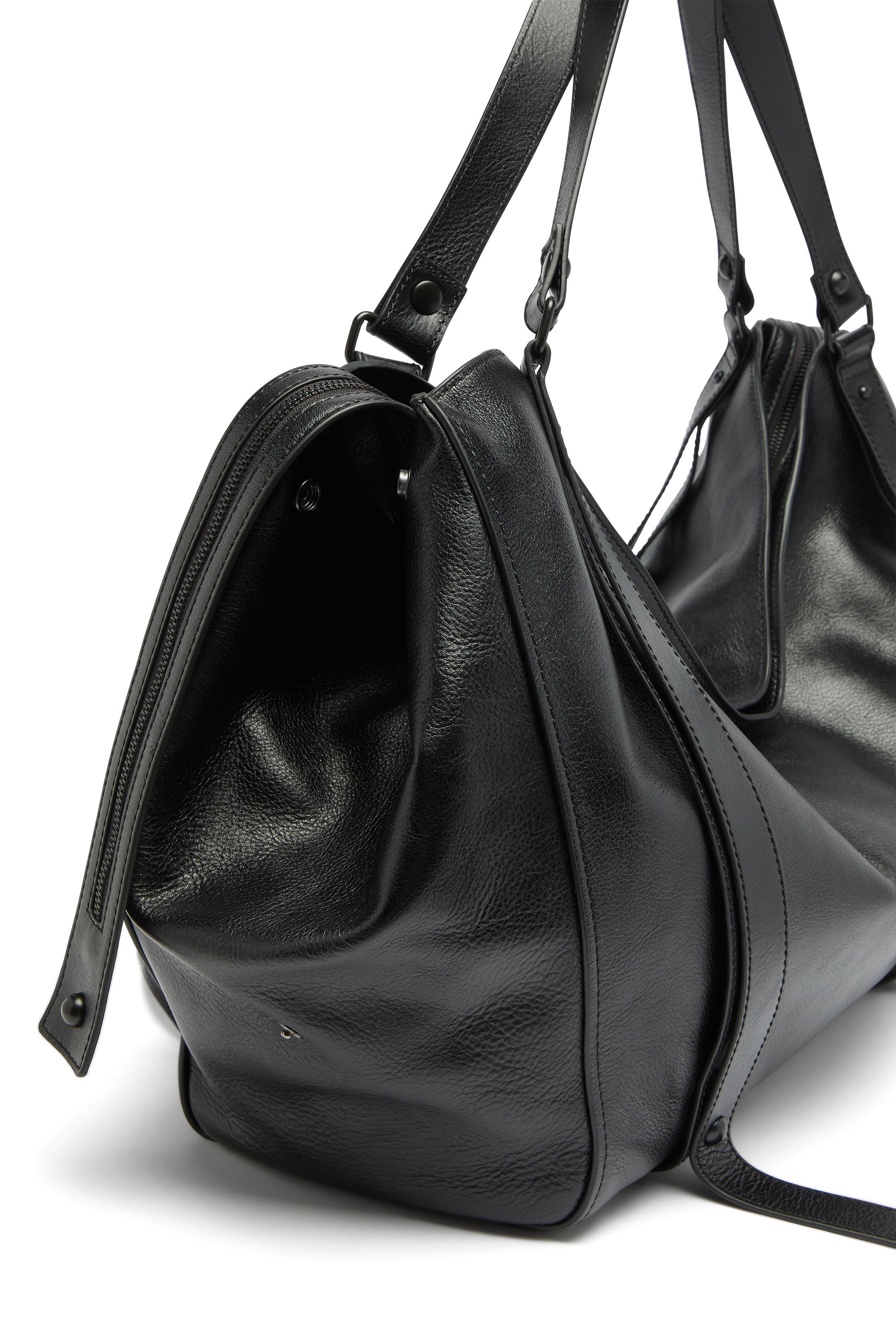 Diesel - D-ONE DUFFLE 48H, Unisex's D-One-Duffle bag in leather in Black - 6