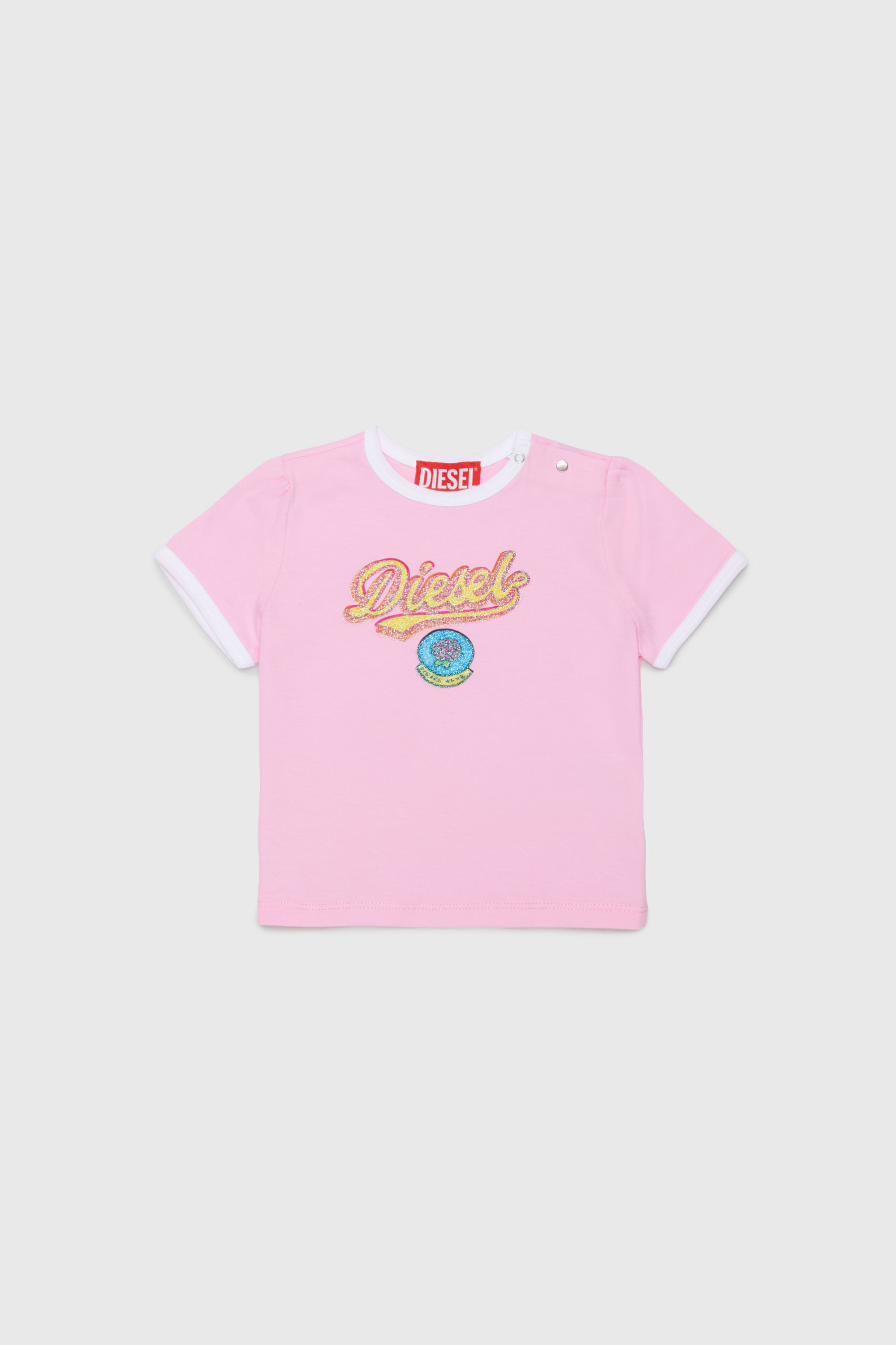 Diesel - TEPAB, Camiseta de algod&oacute;n con logo efecto glitter Mujer in Rosa - 1