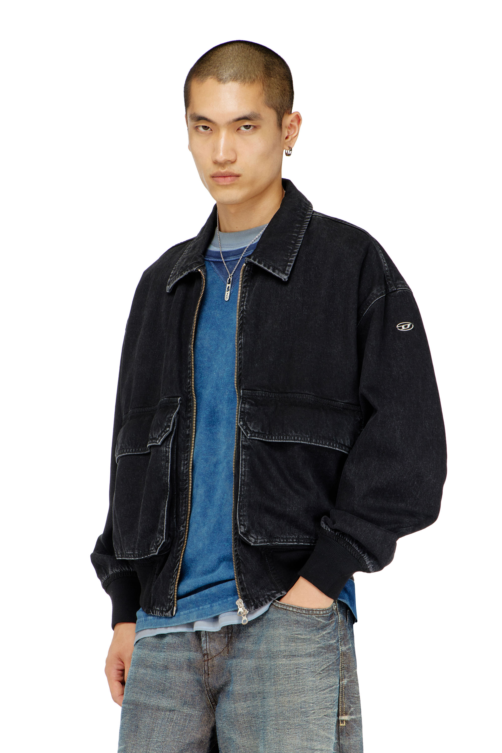 Diesel - D-KURZ, Chaqueta de mezclilla Unisex in Negro - 1