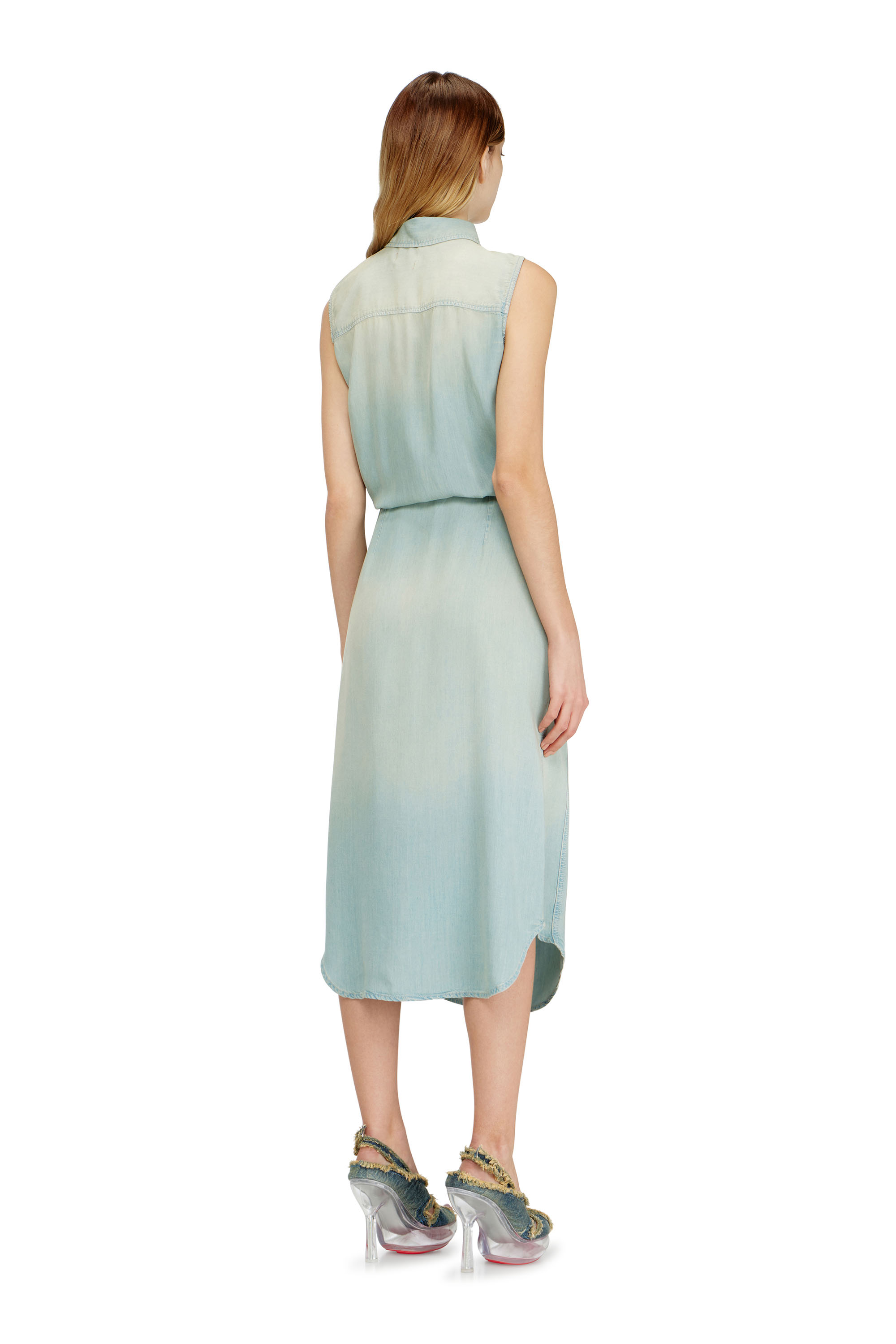 Diesel - DE-SUSY-S, Vestido midi de denim fluido con efecto suciedad Mujer in ToBeDefined - 4