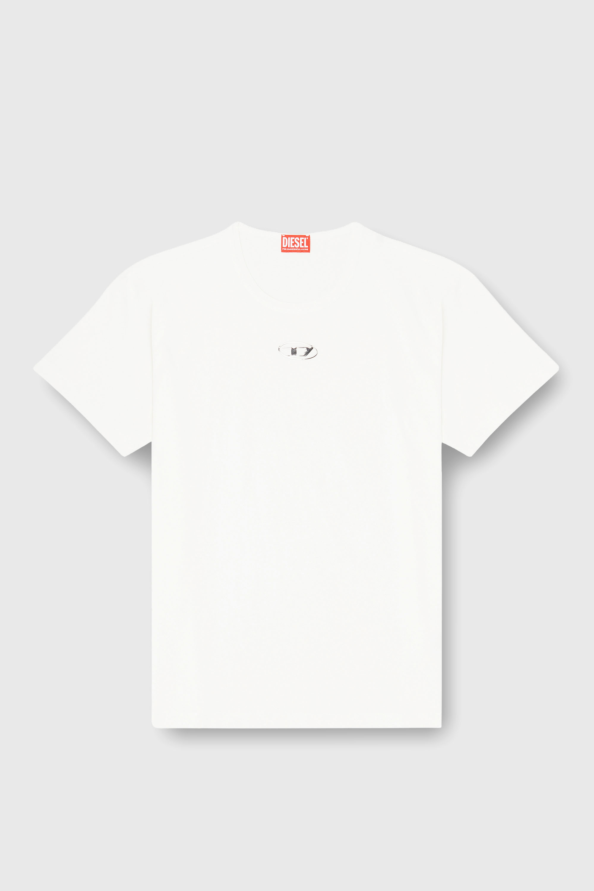 Diesel - T-NORM-IOD, Camiseta ligera de algod&oacute;n con logotipo Oval D met&aacute;lico Hombre in Blanco - 2