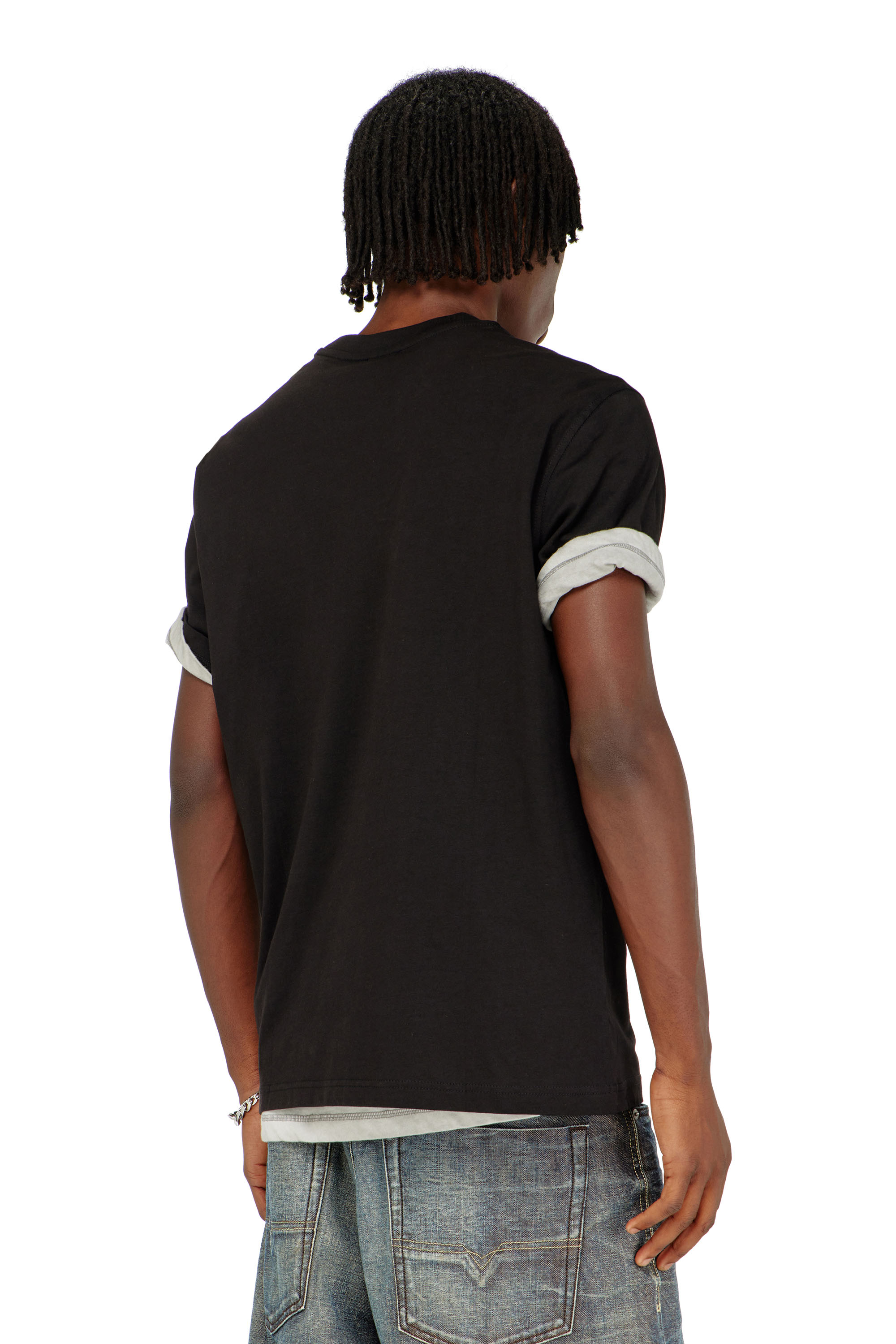 Diesel - T-ADJUST-AA12, Camiseta de algod&oacute;n con parche de logo Hombre in Negro - 4