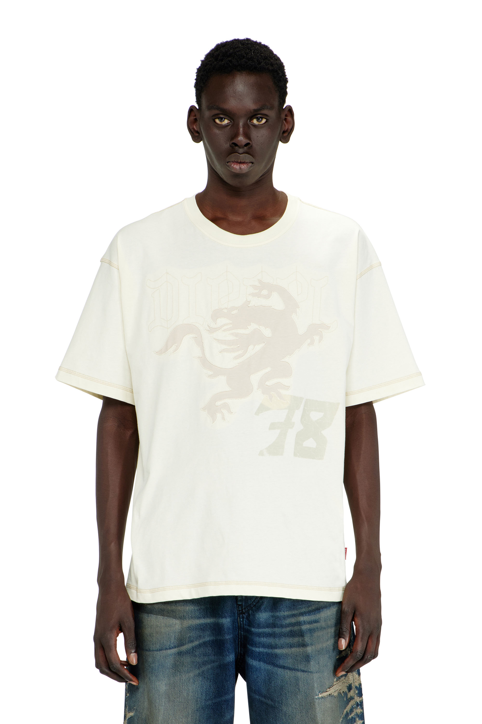 Diesel - T-BOXT-NOTCH, Camiseta relaxed con estampados y bordados Hombre in Blanco - 1
