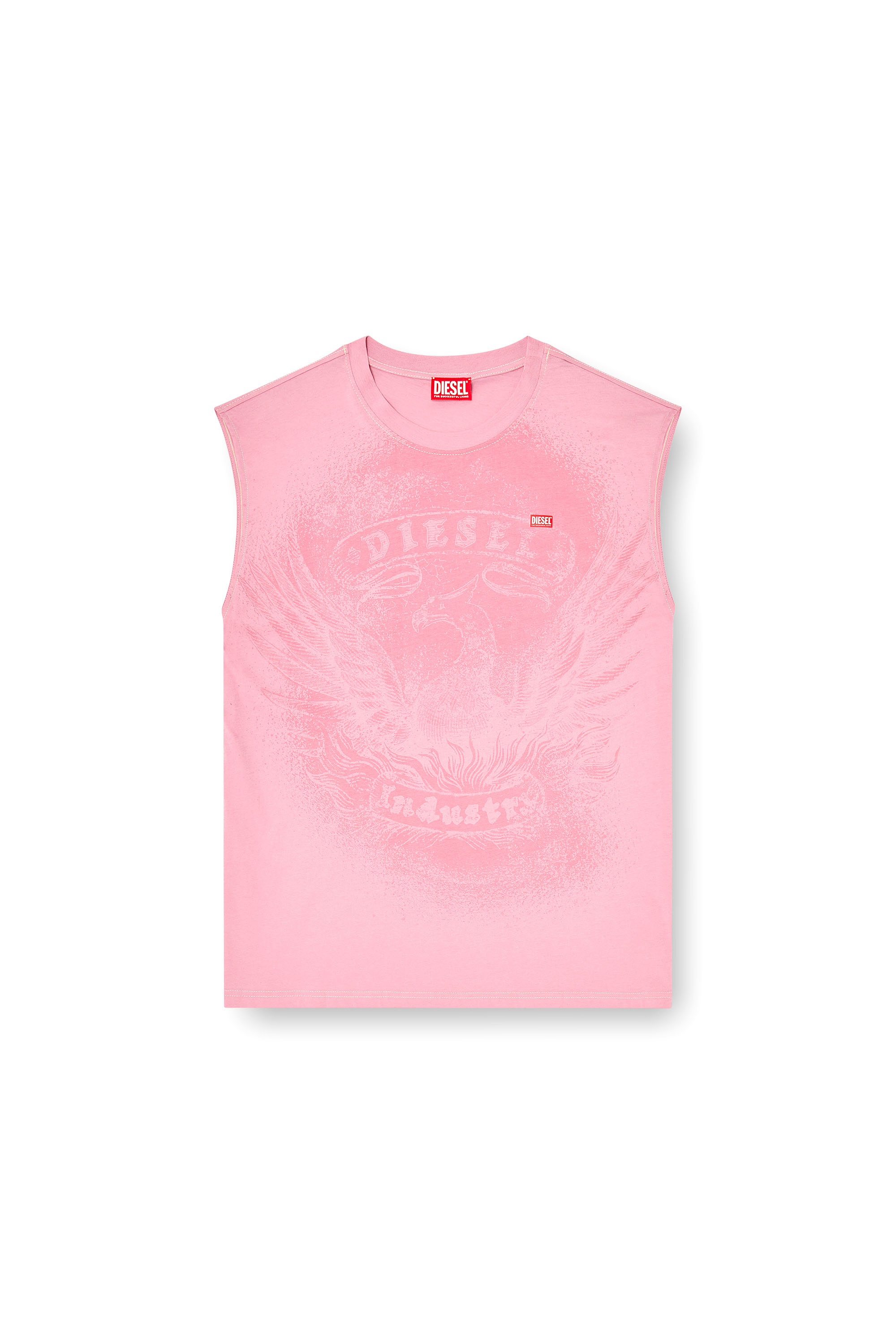 Diesel - T-BOXT-SL-NOTCH, Top sin mangas de algod&oacute;n con gr&aacute;fico tonal Hombre in Rosa - 2