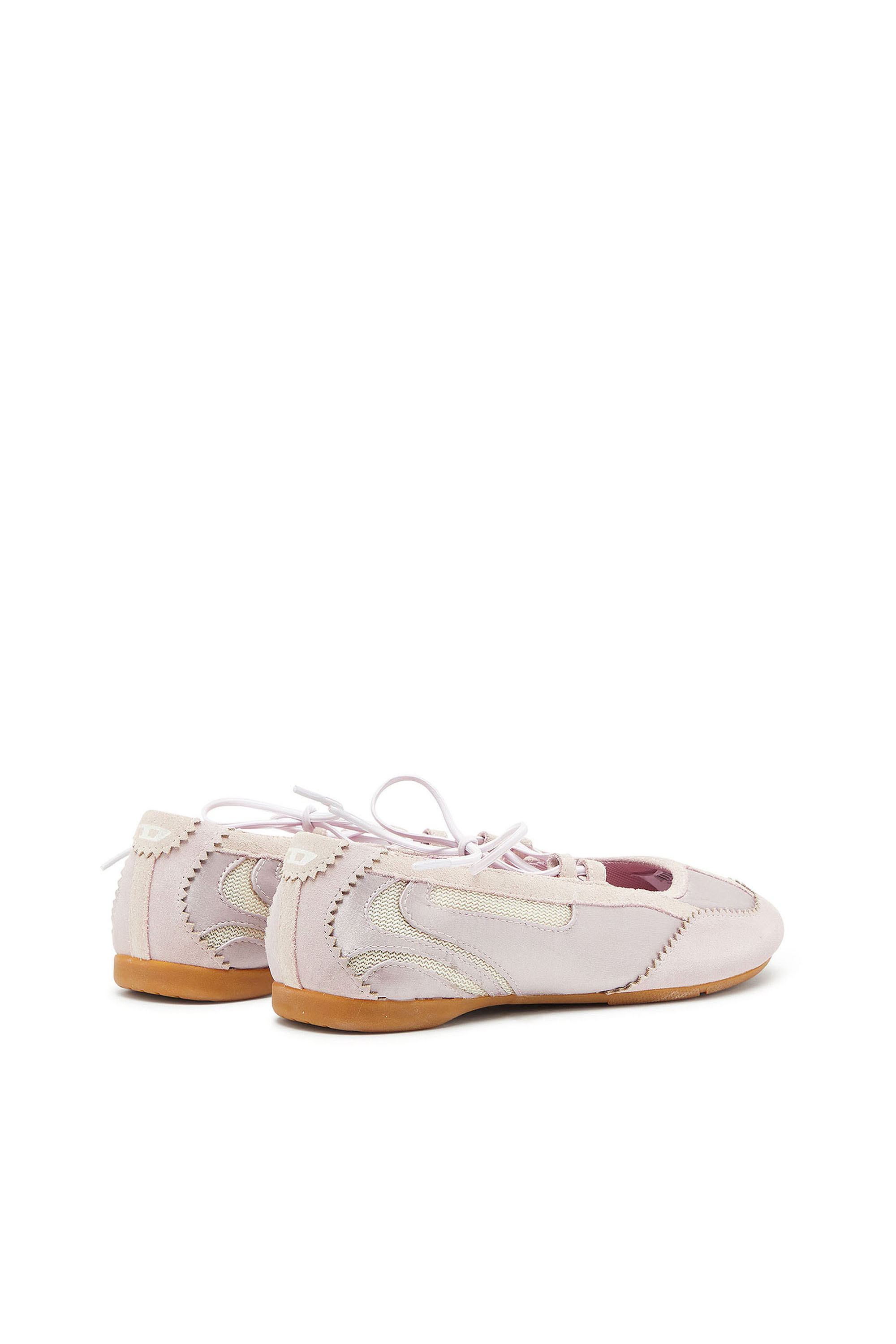 Diesel - D-MILE BALLERINA LACE UP II W, D-Mile - Bailarinas con cordones en piel y malla Mujer in Rosa - 3