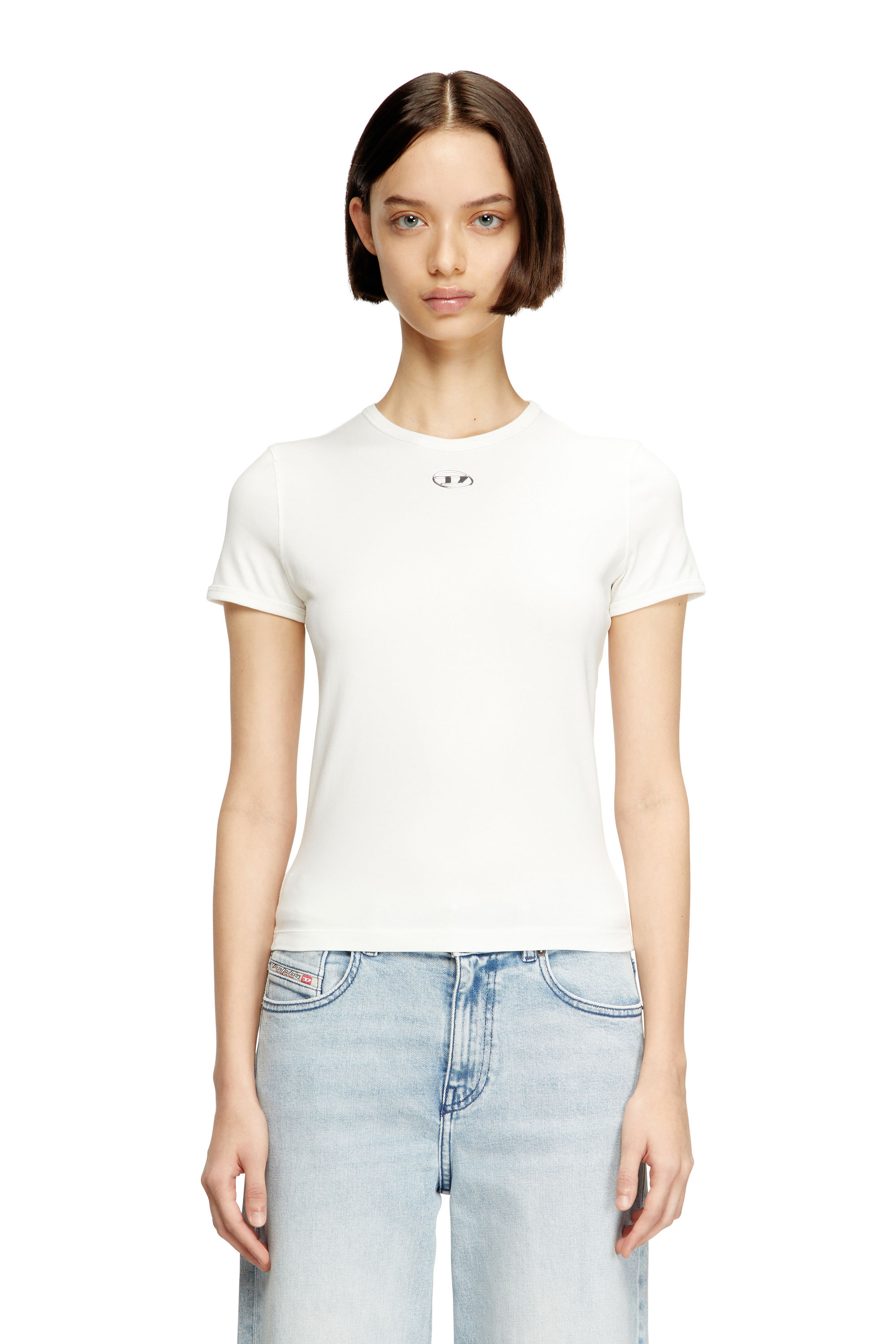 Diesel - T-UNCUTIESLONG-OD, Camiseta slim-fit con Oval D metálico Mujer in ToBeDefined - 1