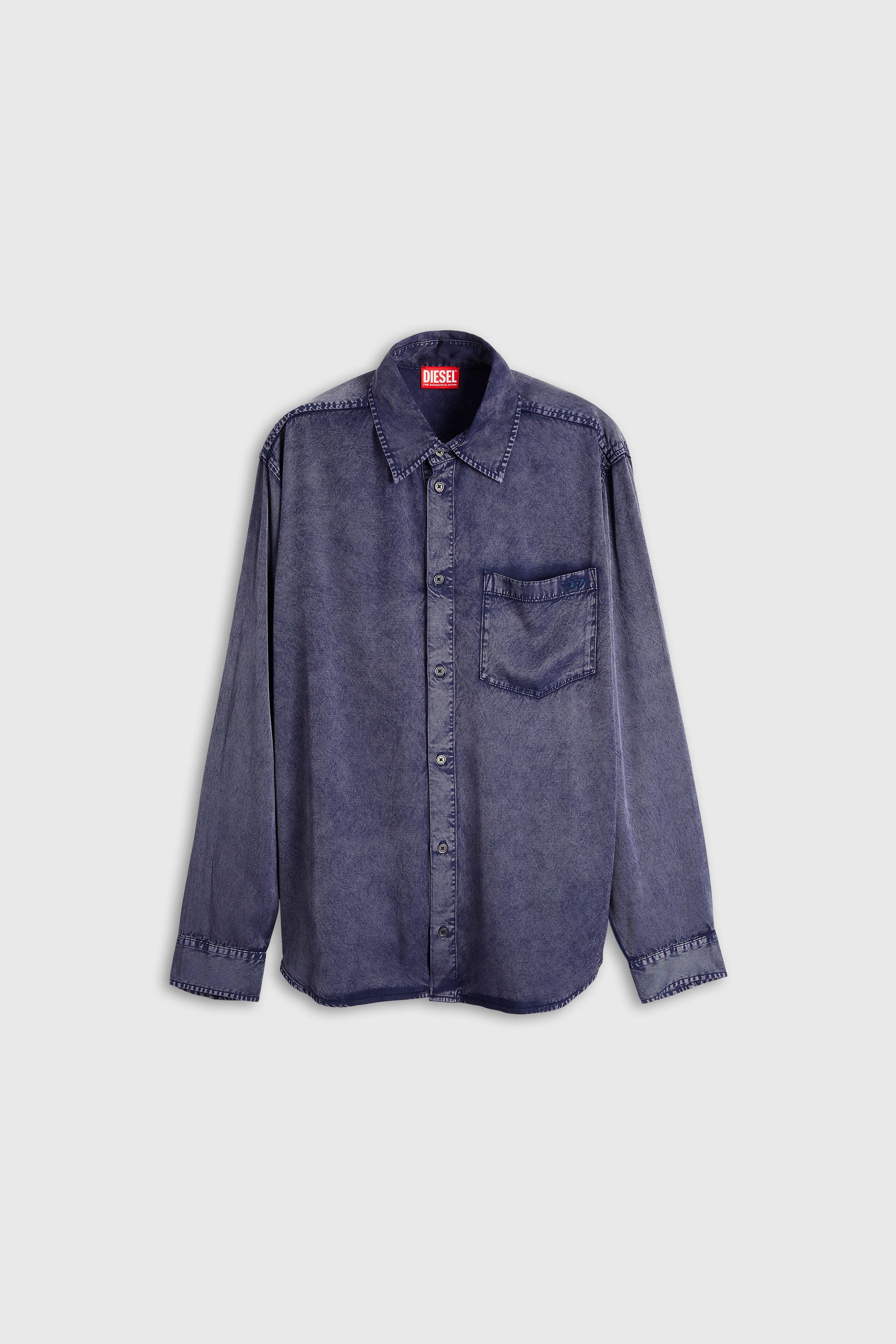 Diesel - S-SIMPLY-NIBC, Camisa fluida de viscosa efecto denim Hombre in Azul marino - 2