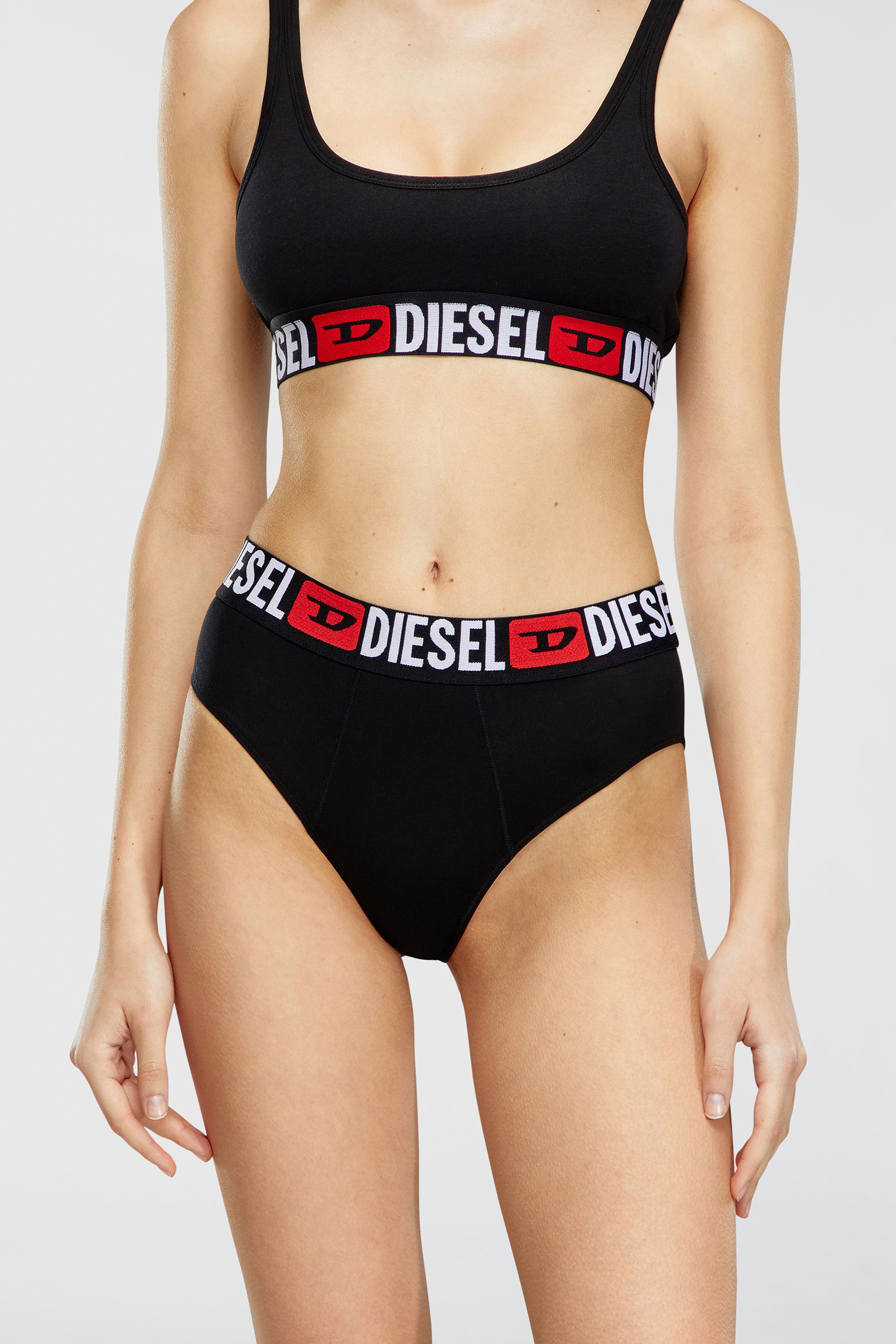 Diesel - UFPN-BLANCA-R-THREEPACK, Paquete de tres bragas en canal&eacute; con cintura alta Mujer in Negro - 2