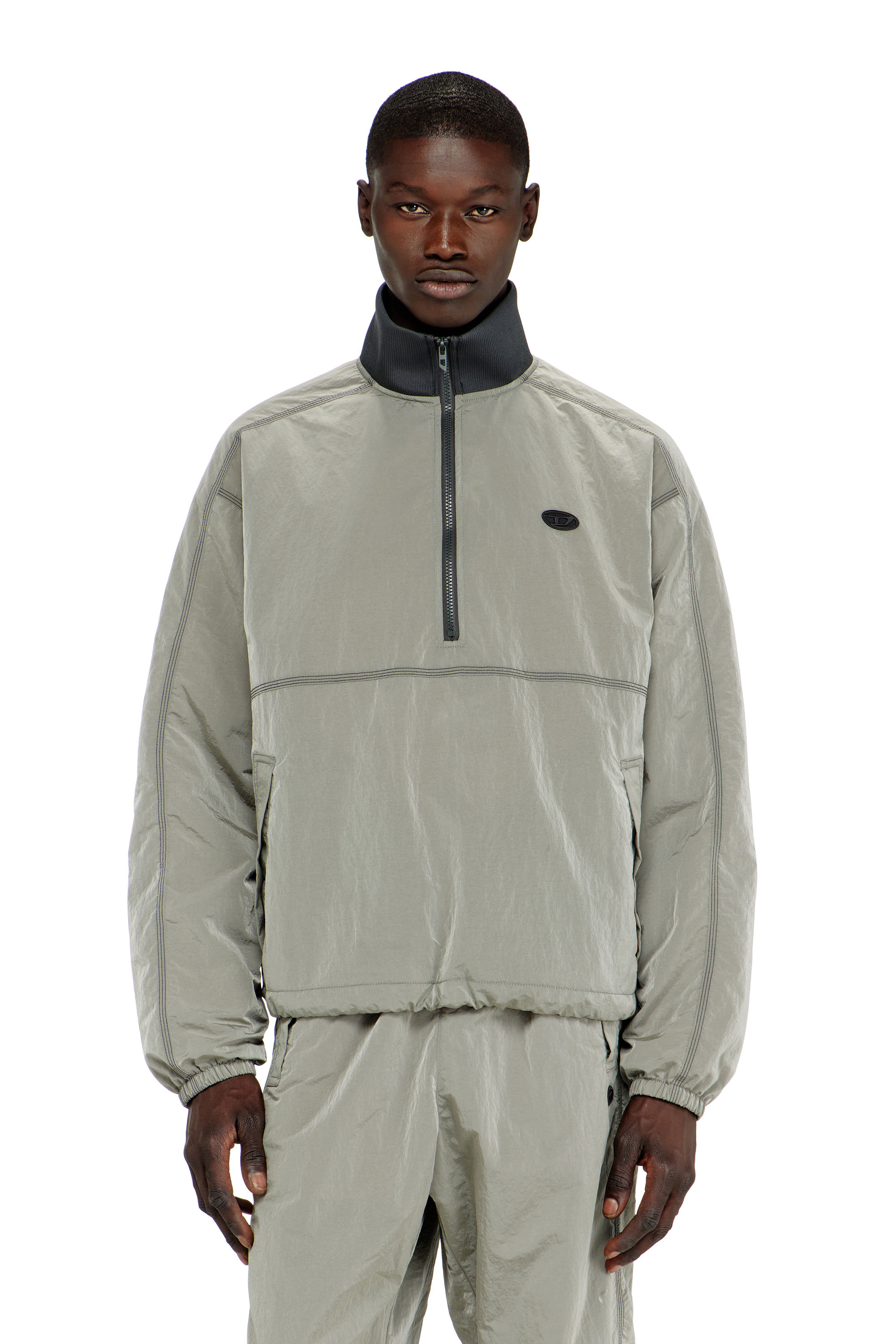 Diesel - J-ANOK, Chaqueta de nailon con efecto arrugado Hombre in Gris - 1