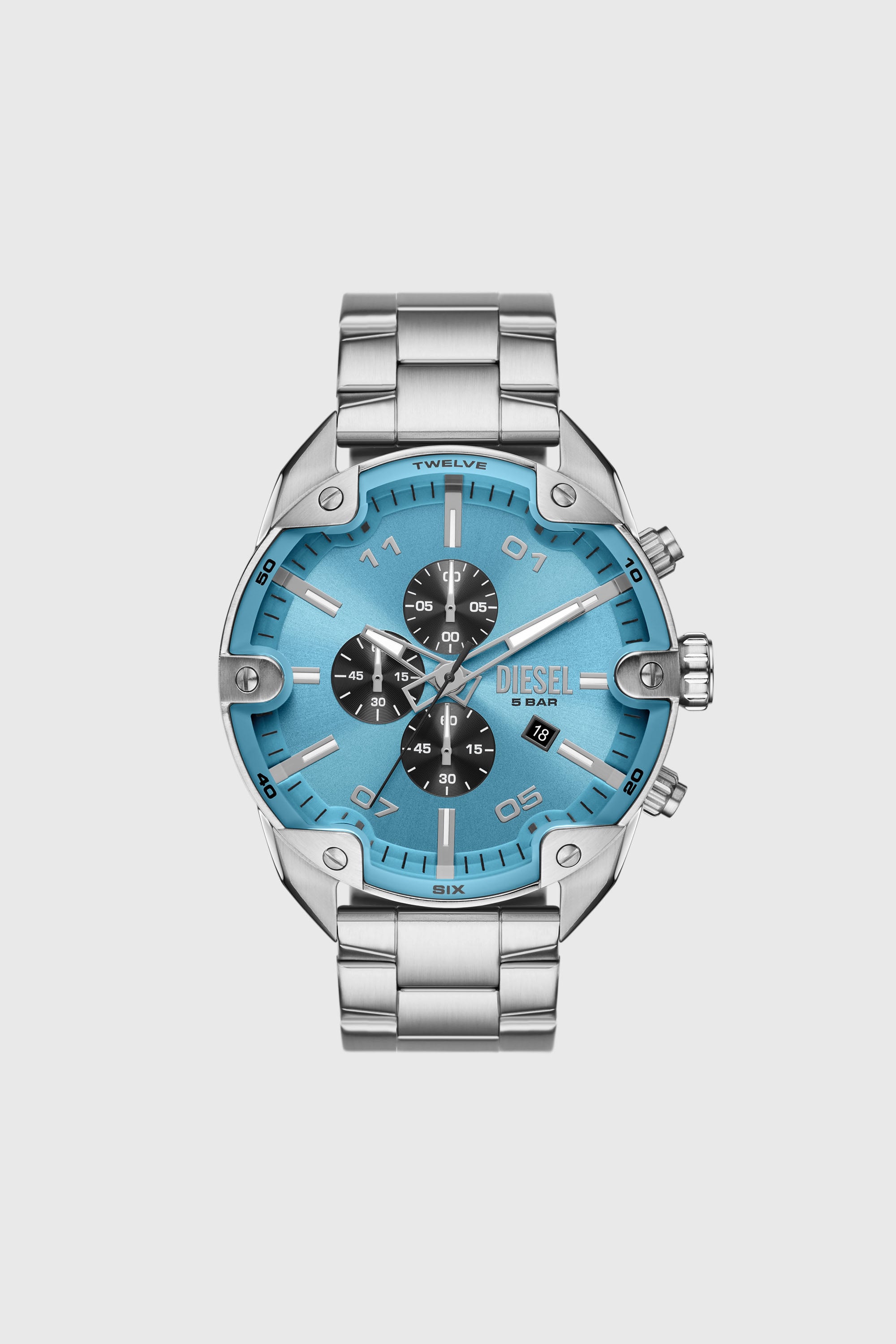 Diesel - DZ4655, Reloj Spiked de acero inoxidable Hombre in Plateado - 1