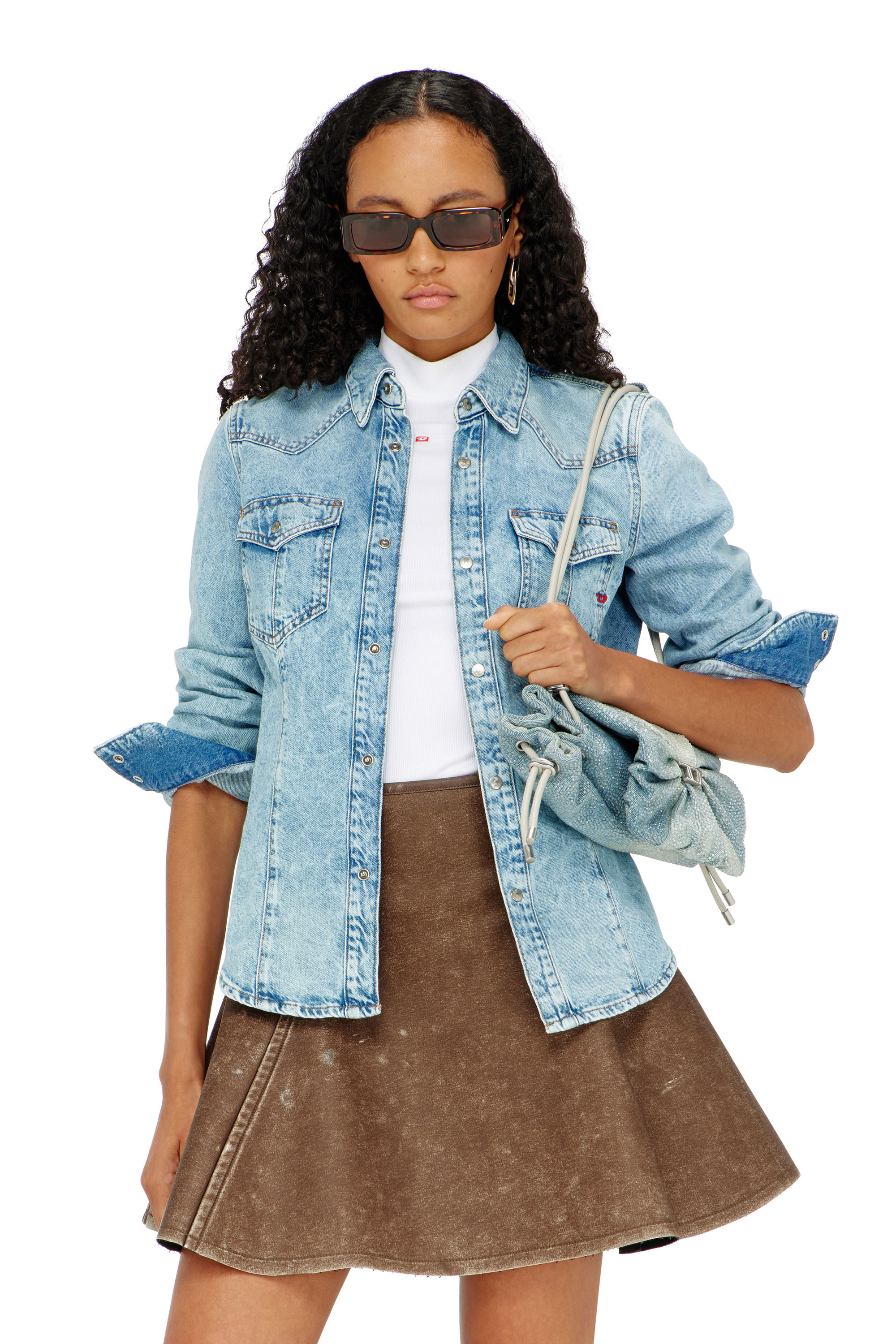 Diesel - DE-WAVES, Camisa western en denim Mujer in Azul marino - 1