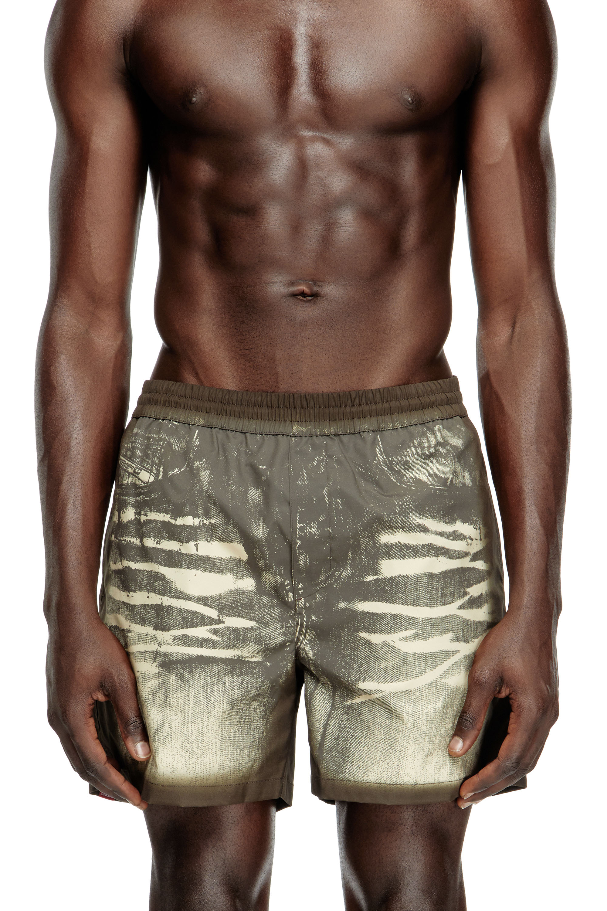 Diesel - RIO-41-DNM, Shorts de baño de longitud media con estampado vaquero Hombre in Marrón - 2