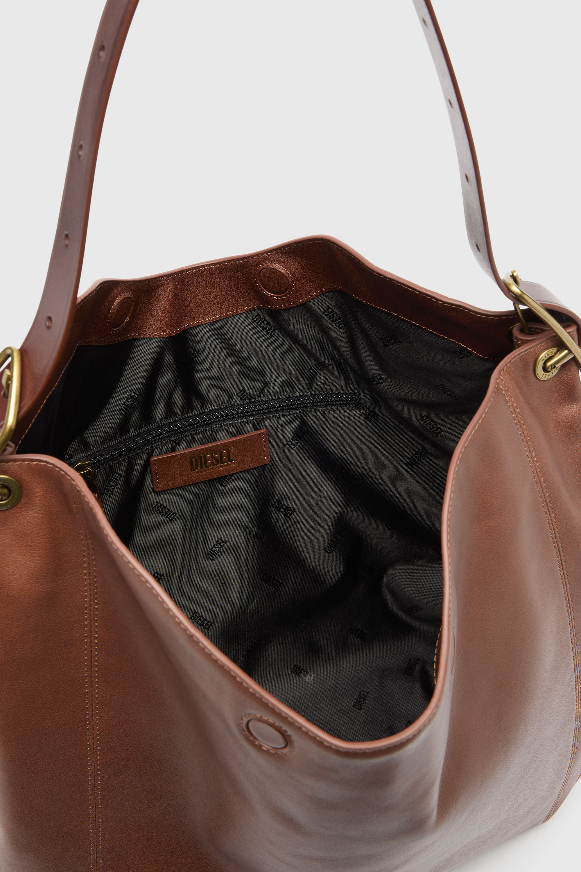 Diesel - D-LINE HOBO L, D-Line Bolso hobo en piel Mujer in Marr&oacute;n - 5