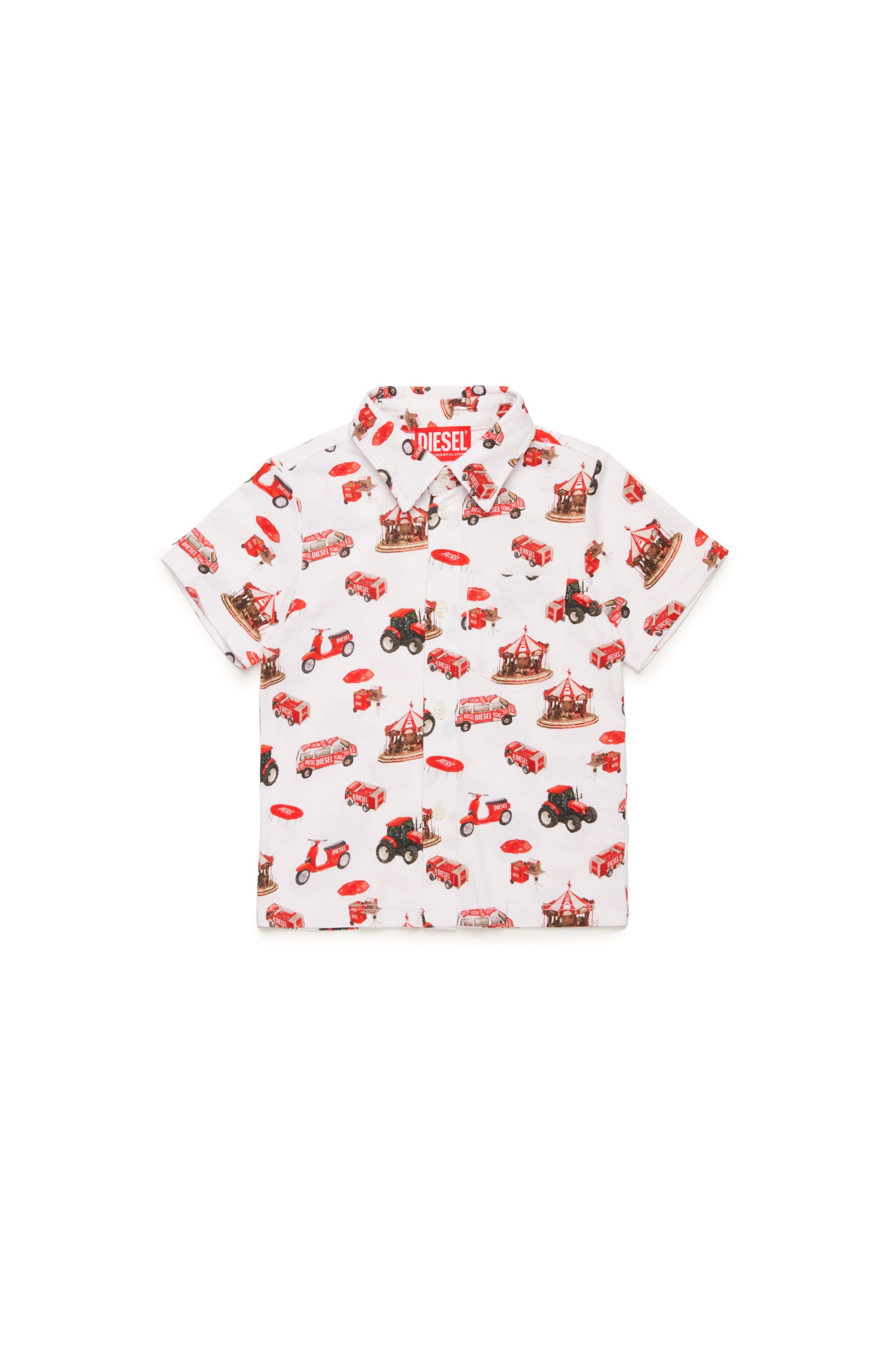 Diesel - MCALLEB, Camisa de algodón con estampado de vehículos Hombre in Multicolor - 1