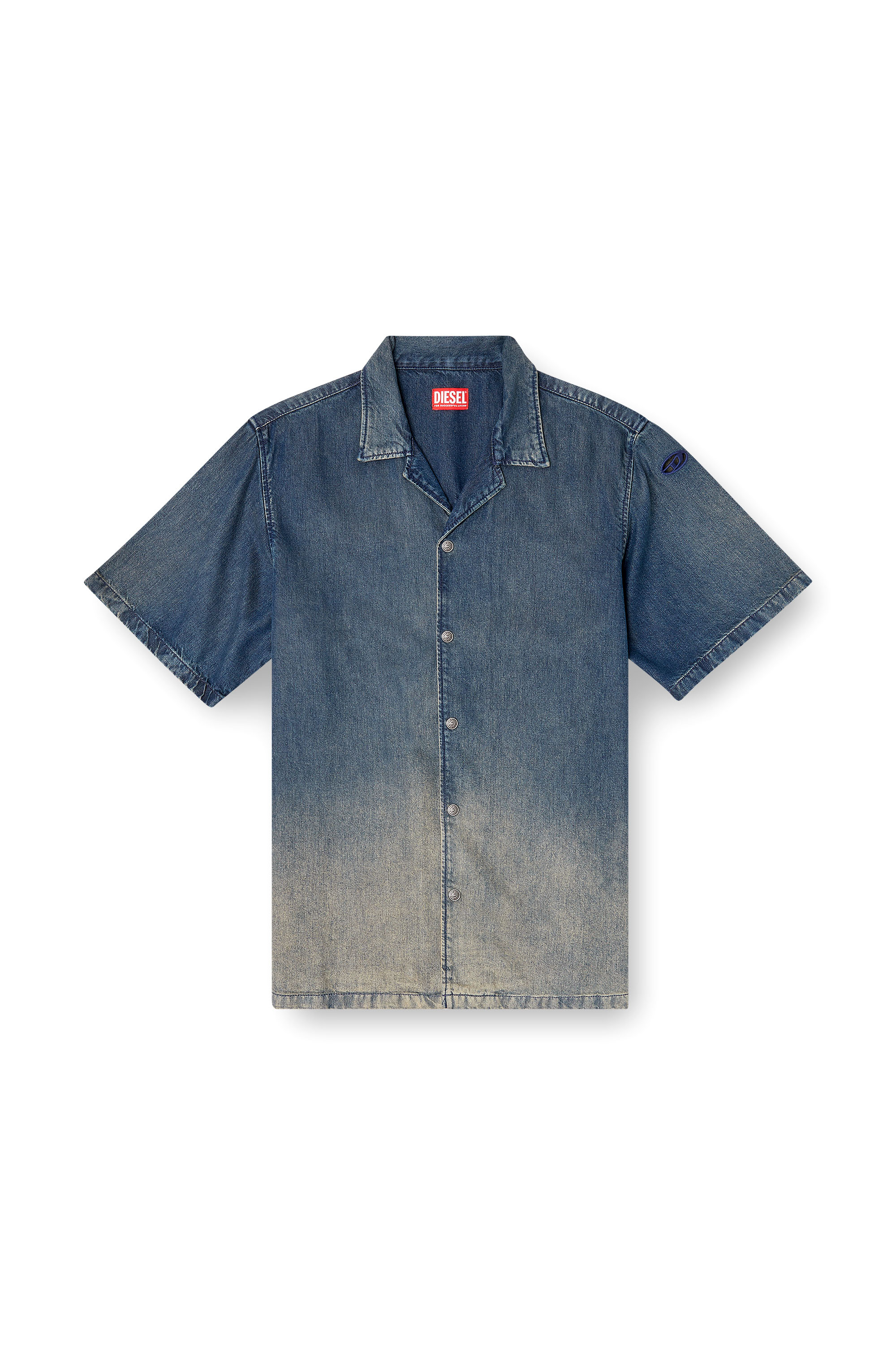 Diesel - D-NABIL-S3, Camisa de bolos en denim degradado fluido Hombre in Azul marino - 3