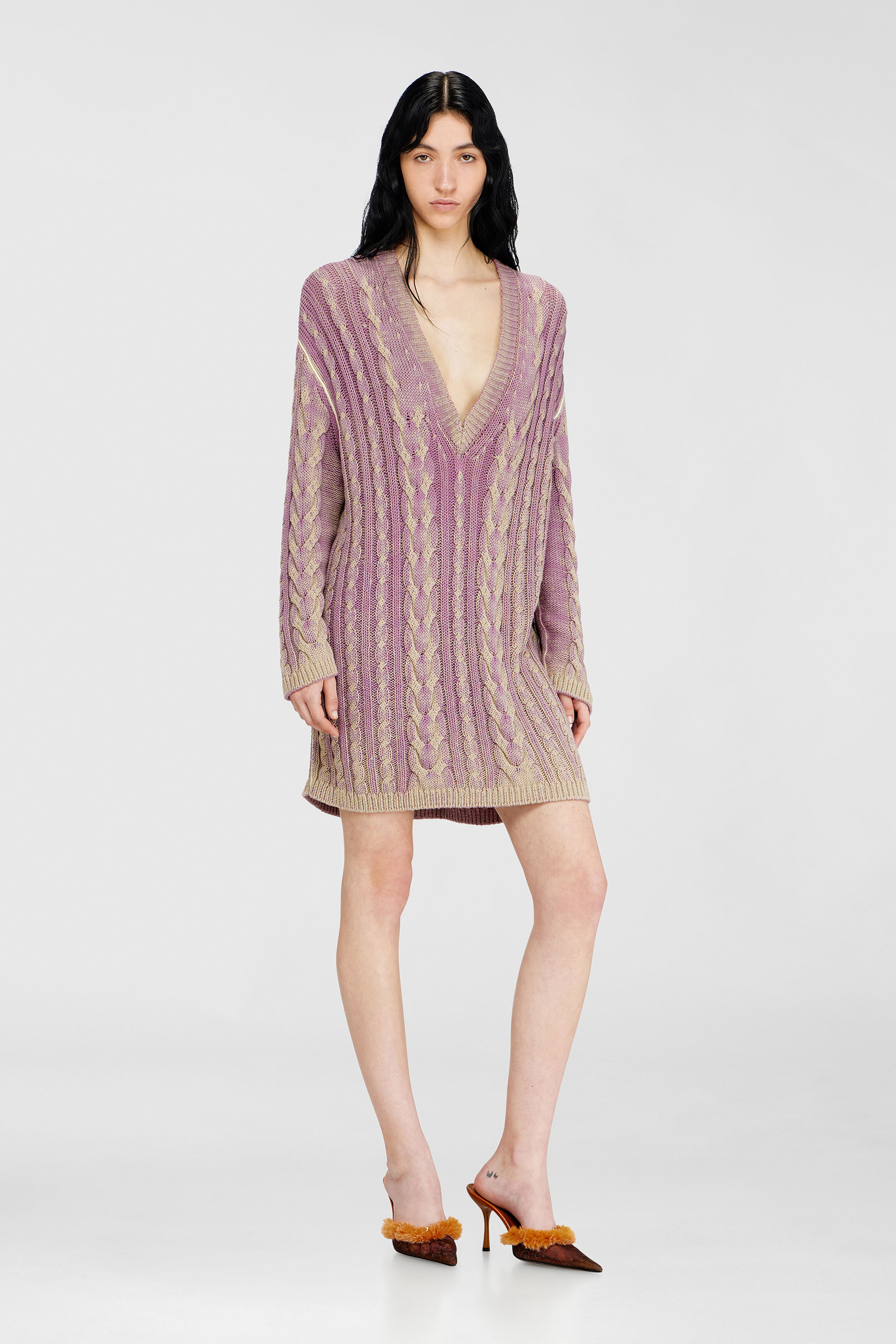 Diesel - M-ELGA, Vestido corto de punto trenzado Mujer in Morado - 3