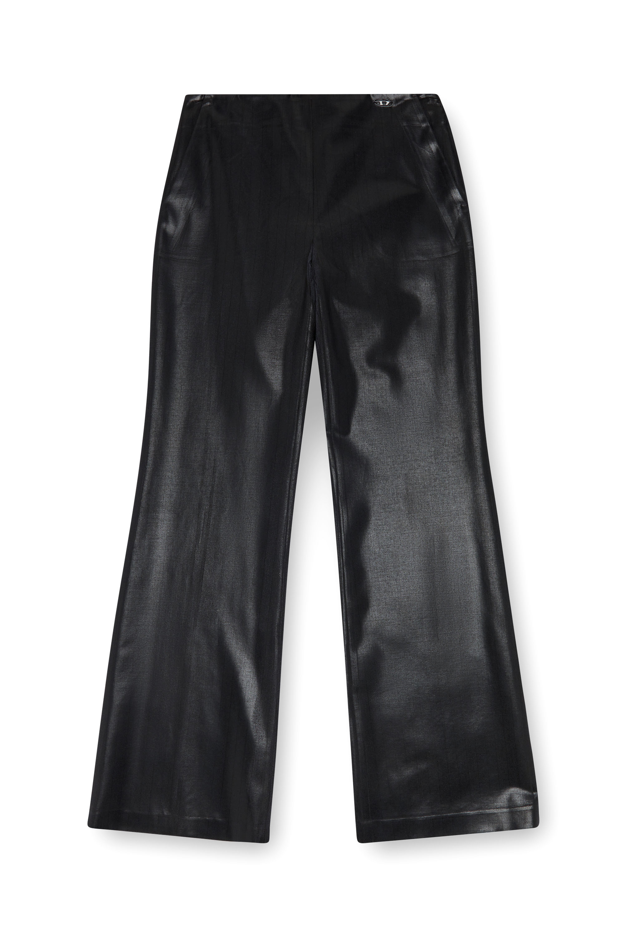 Diesel - P-OLARIS, Mujer Pantalones a rayas finas con parte delantera recubierta in Negro - Image 3