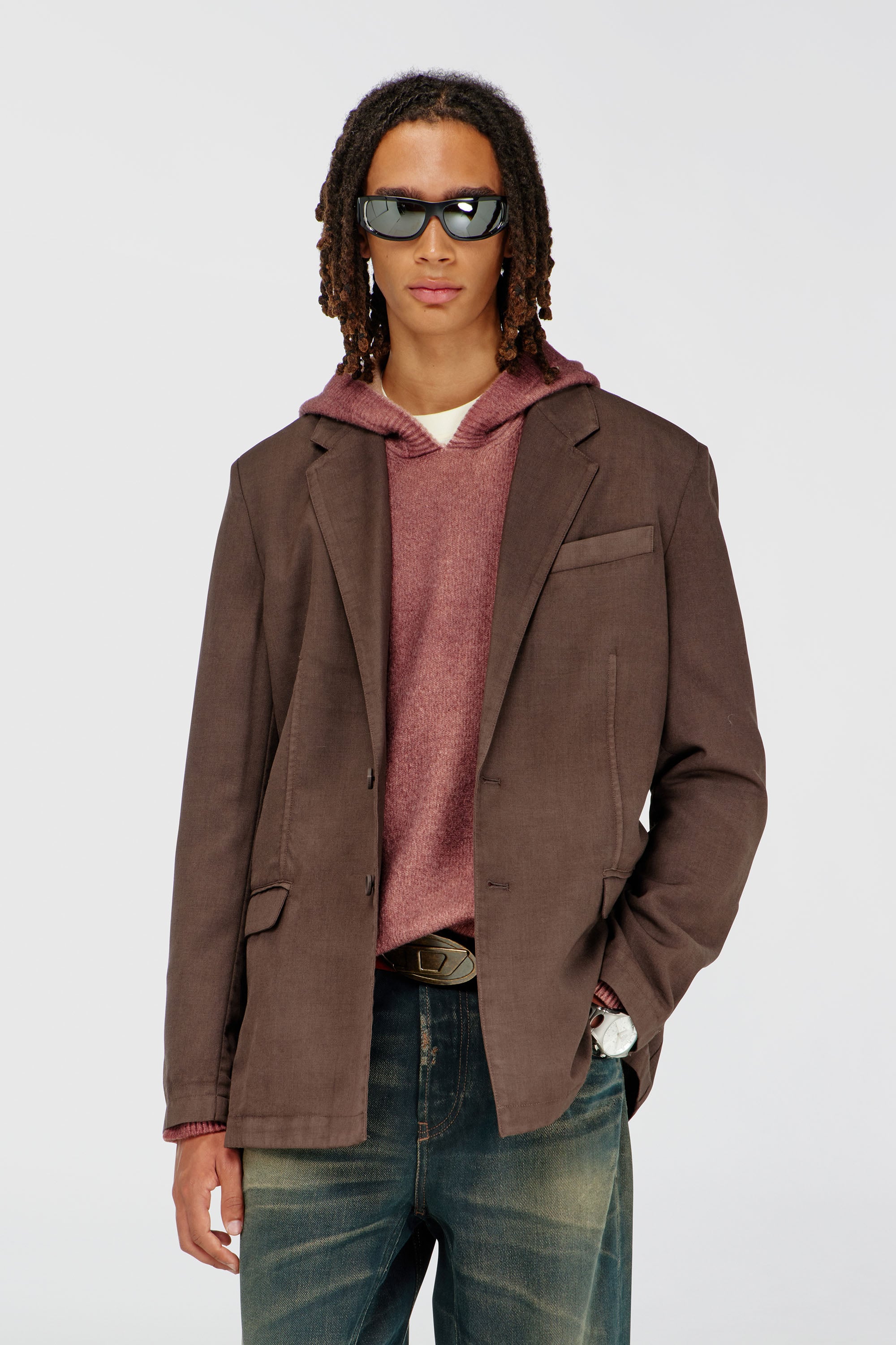 Diesel - J-CREED-AECB, Blazer de lana stretch Hombre in Marr&oacute;n - 1