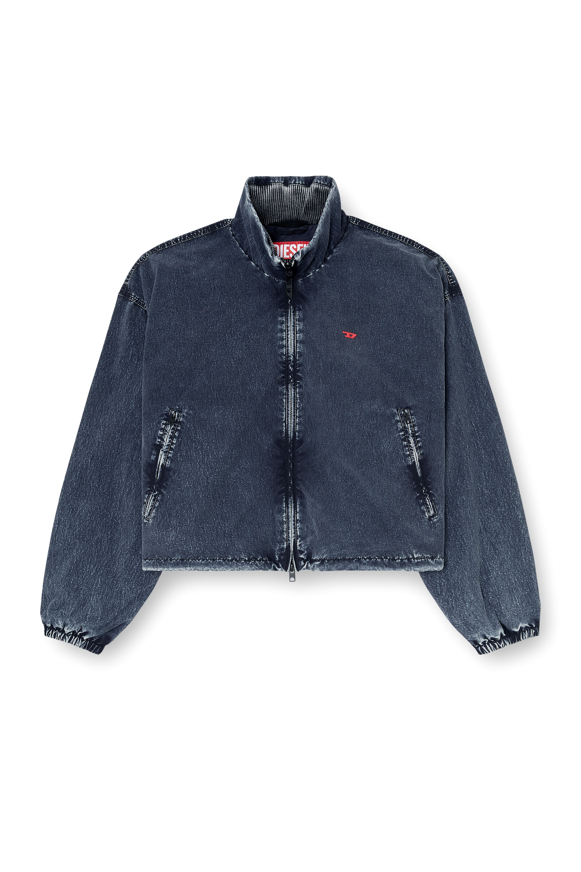 Diesel - G-LEAMER, Chaqueta cortavientos en taslan acid-wash Mujer in Azul marino - 3