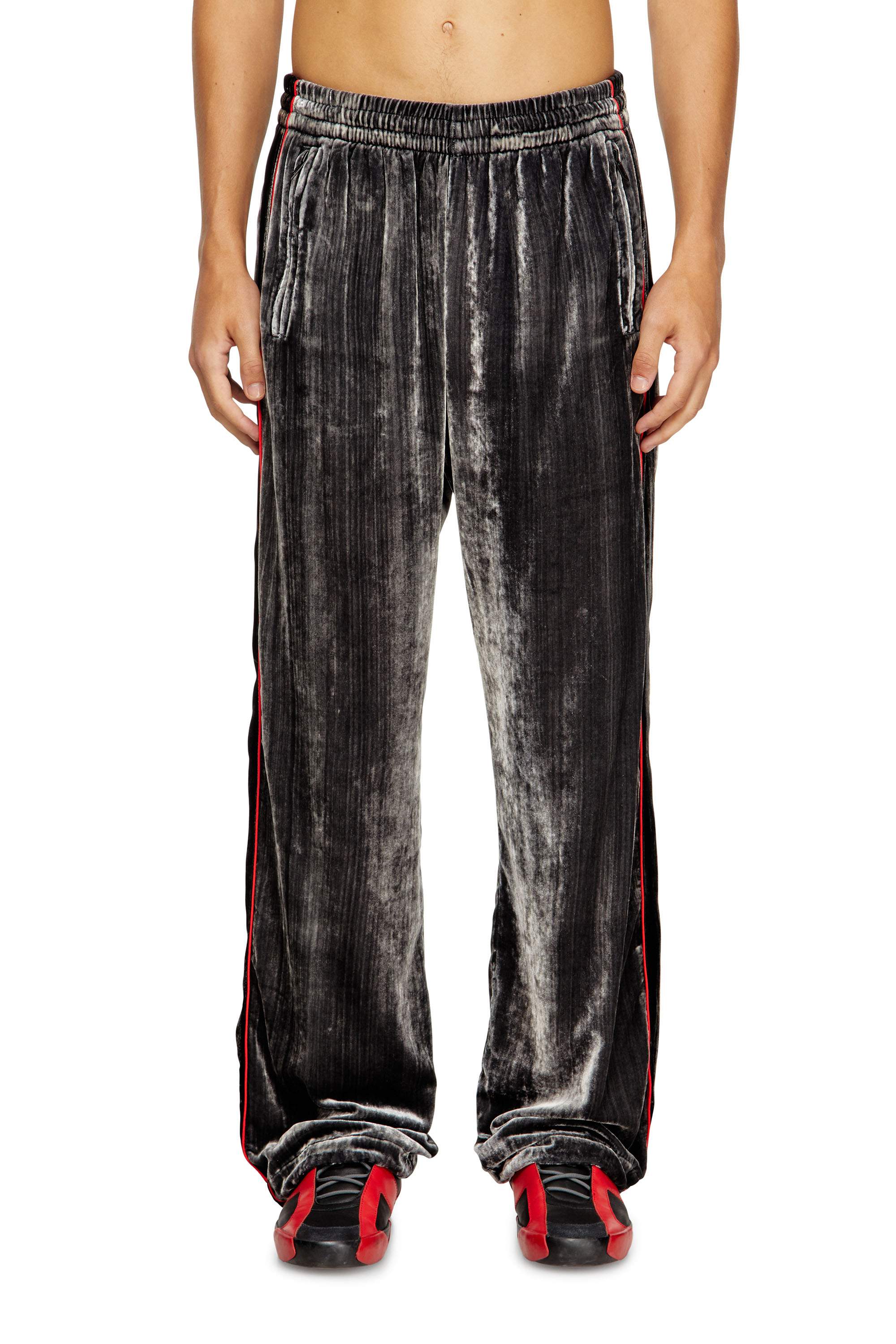 Diesel - P-HAY, Pantalones deportivos de terciopelo tratado Hombre in Gris - 1