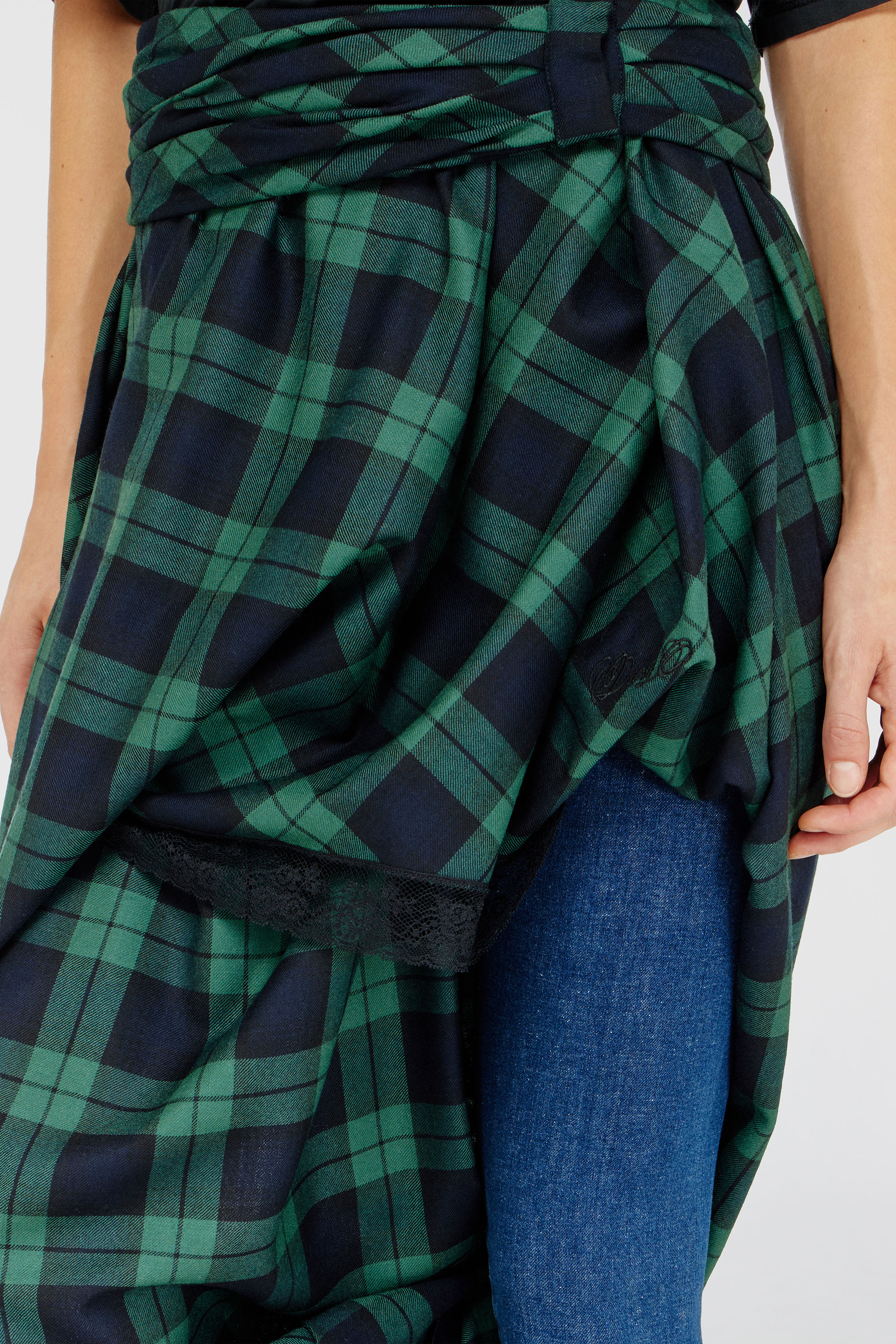 Diesel - O-WINNY, Falda midi de tart&aacute;n con encaje Mujer in Multicolor - 6