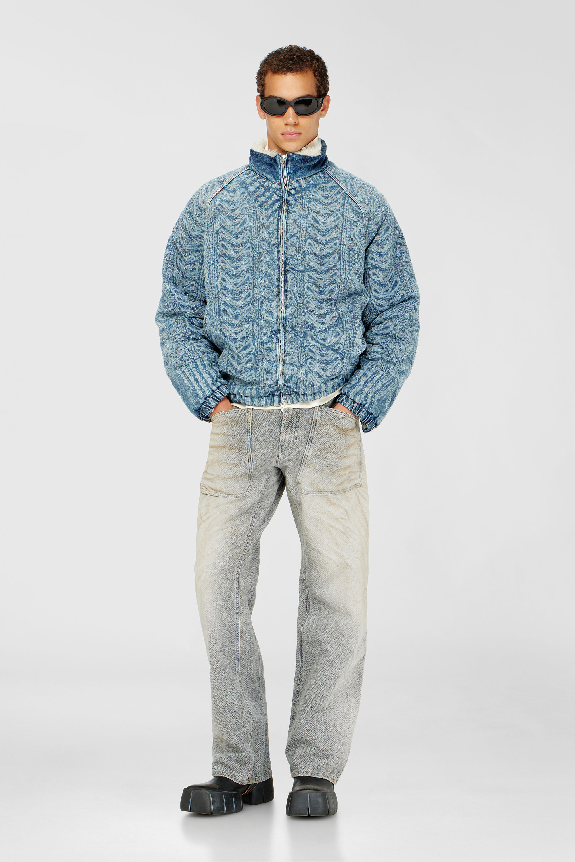 Diesel - D-KRAPS-S, Chaqueta de denim efecto punto trenzado Hombre in Azul marino - 2