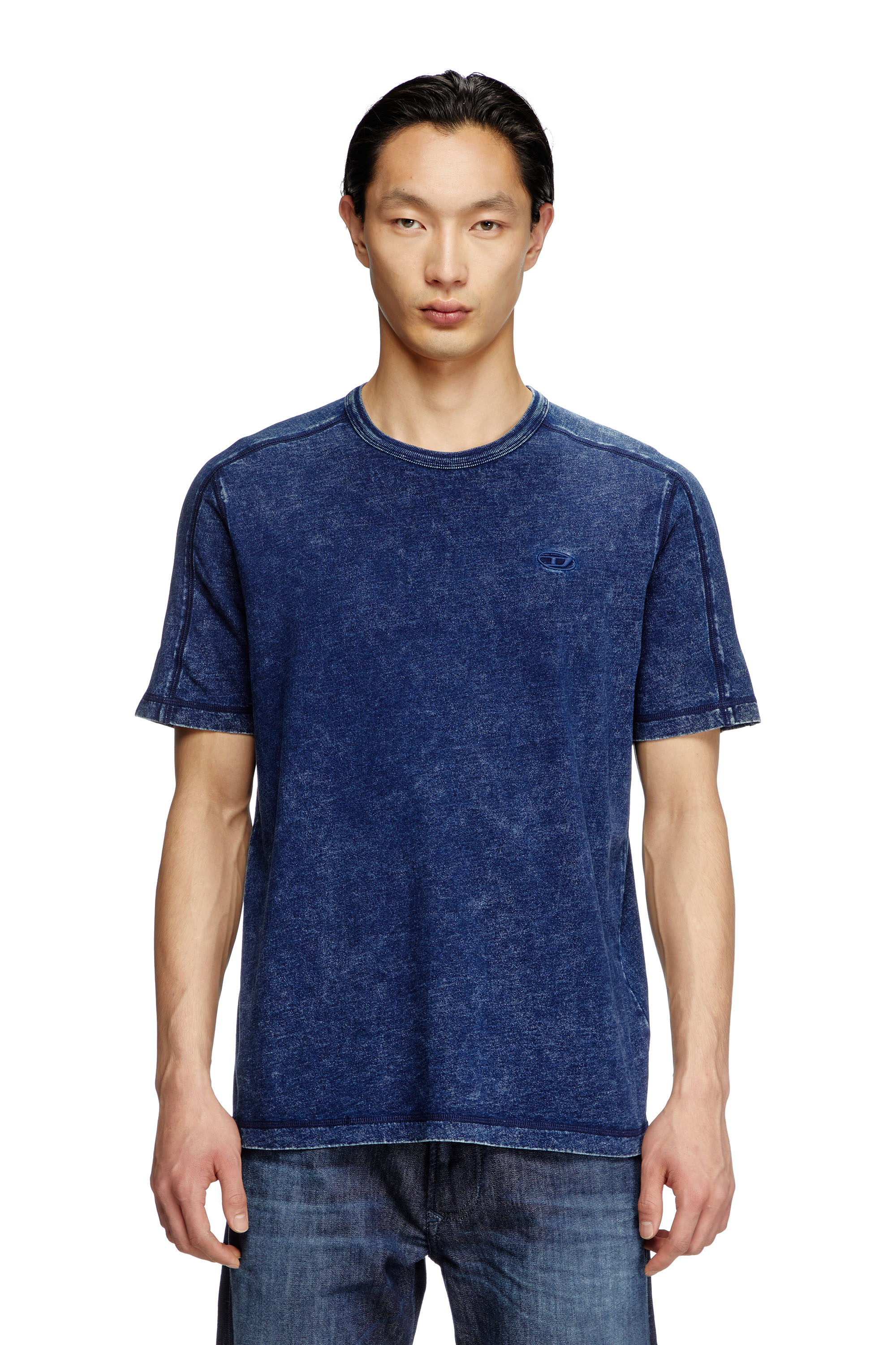 Diesel - T-ADJIND, Camiseta de tejido de aspecto denim Hombre in Azul marino - 3