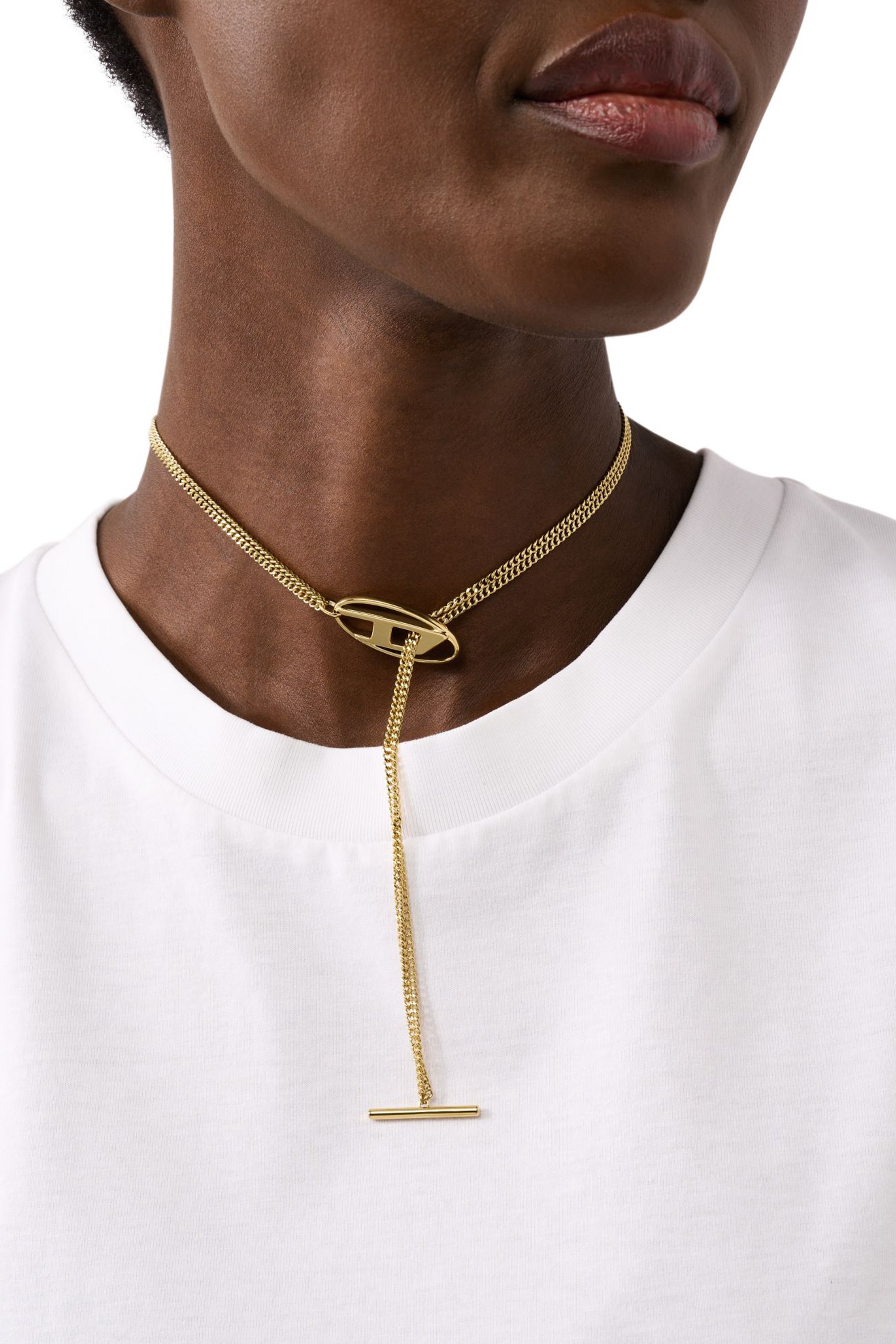 Diesel - DX1567710 JEWEL, Collar de cadena de acero inoxidable en tono dorado Unisex in Dorado - 3