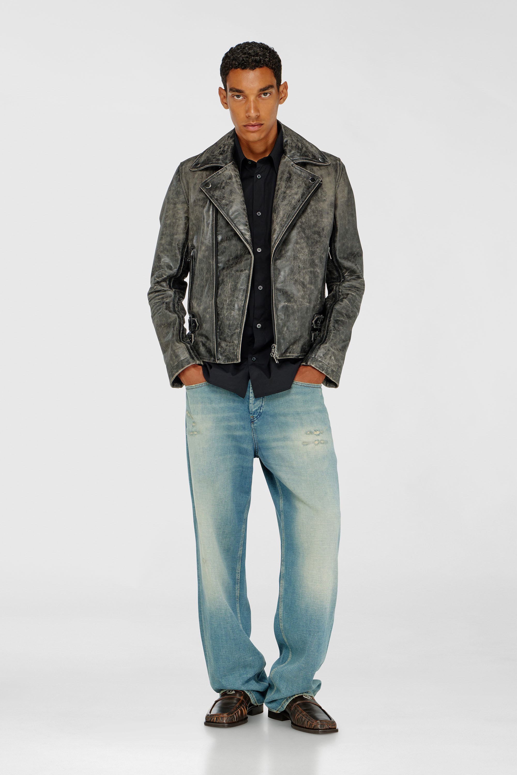Diesel - S-SIMPLY-GSBH, Camisa de popelina el&aacute;stica con bordado Hombre in Negro - 2