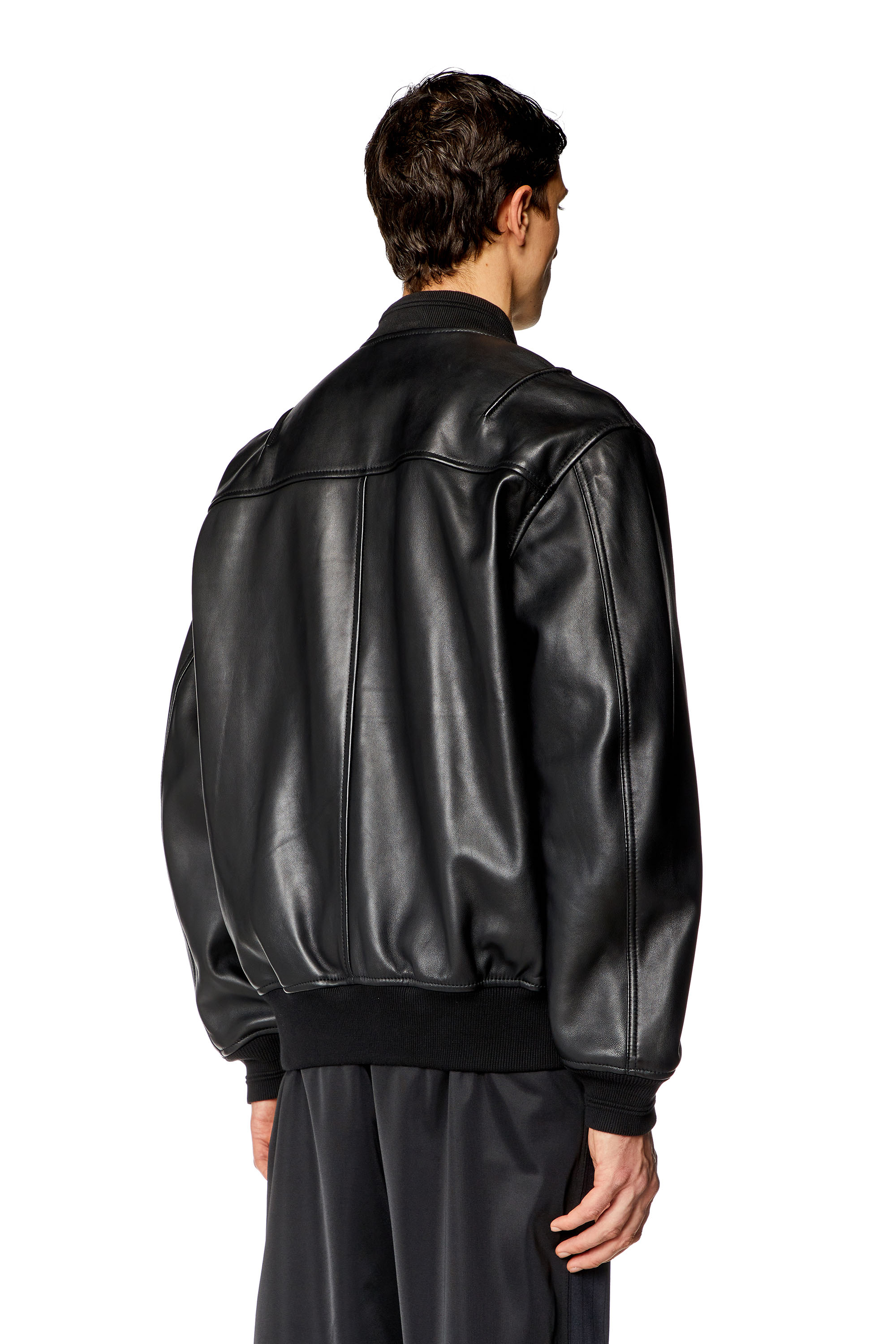 Diesel - L-PRITTS-NEW, Man Bomber jacket in tumbled leather in Black - Image 4