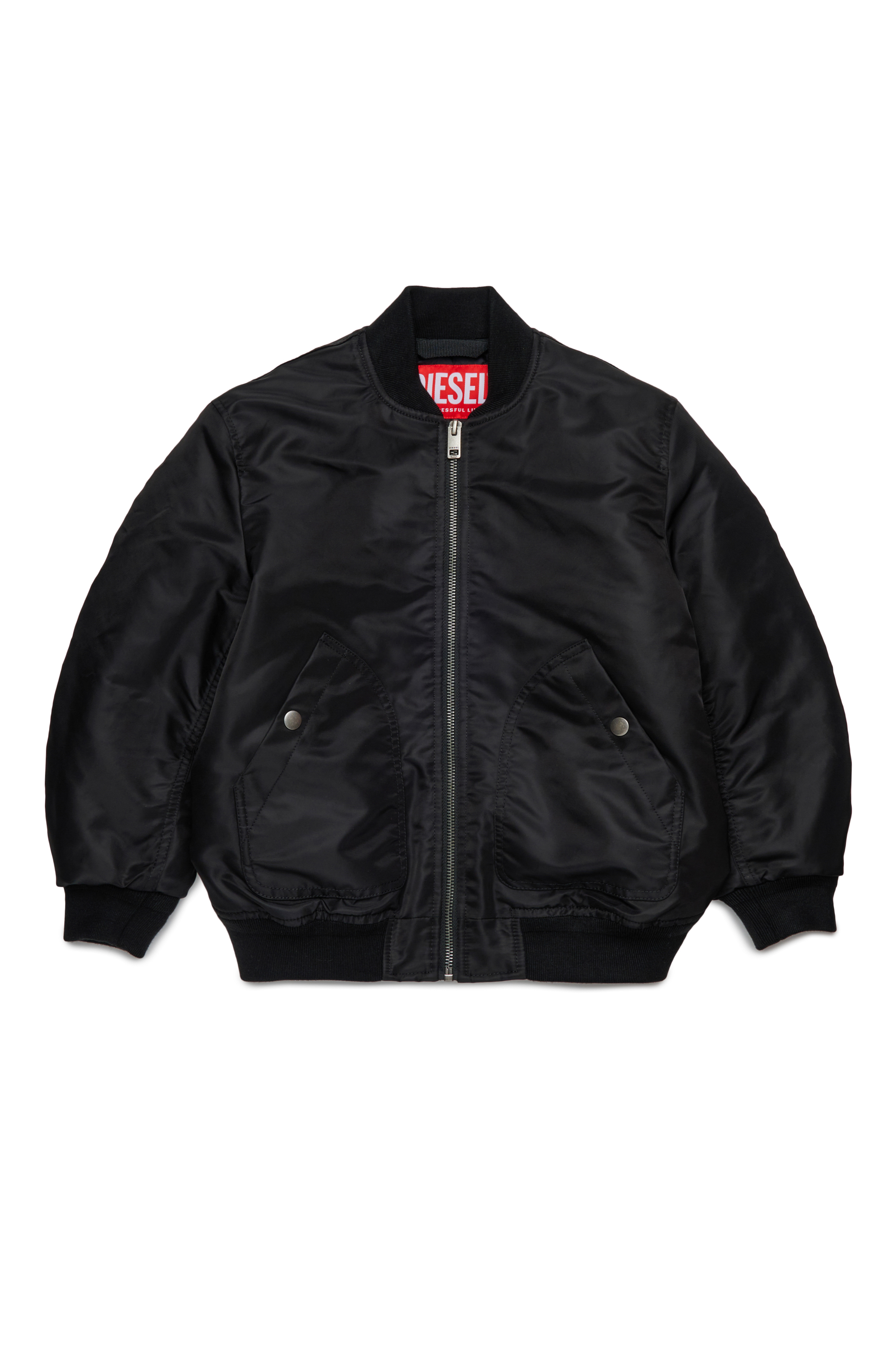 Diesel - JHELD, Chaqueta bomber de nylon con logo bordado Hombre in Negro - 1