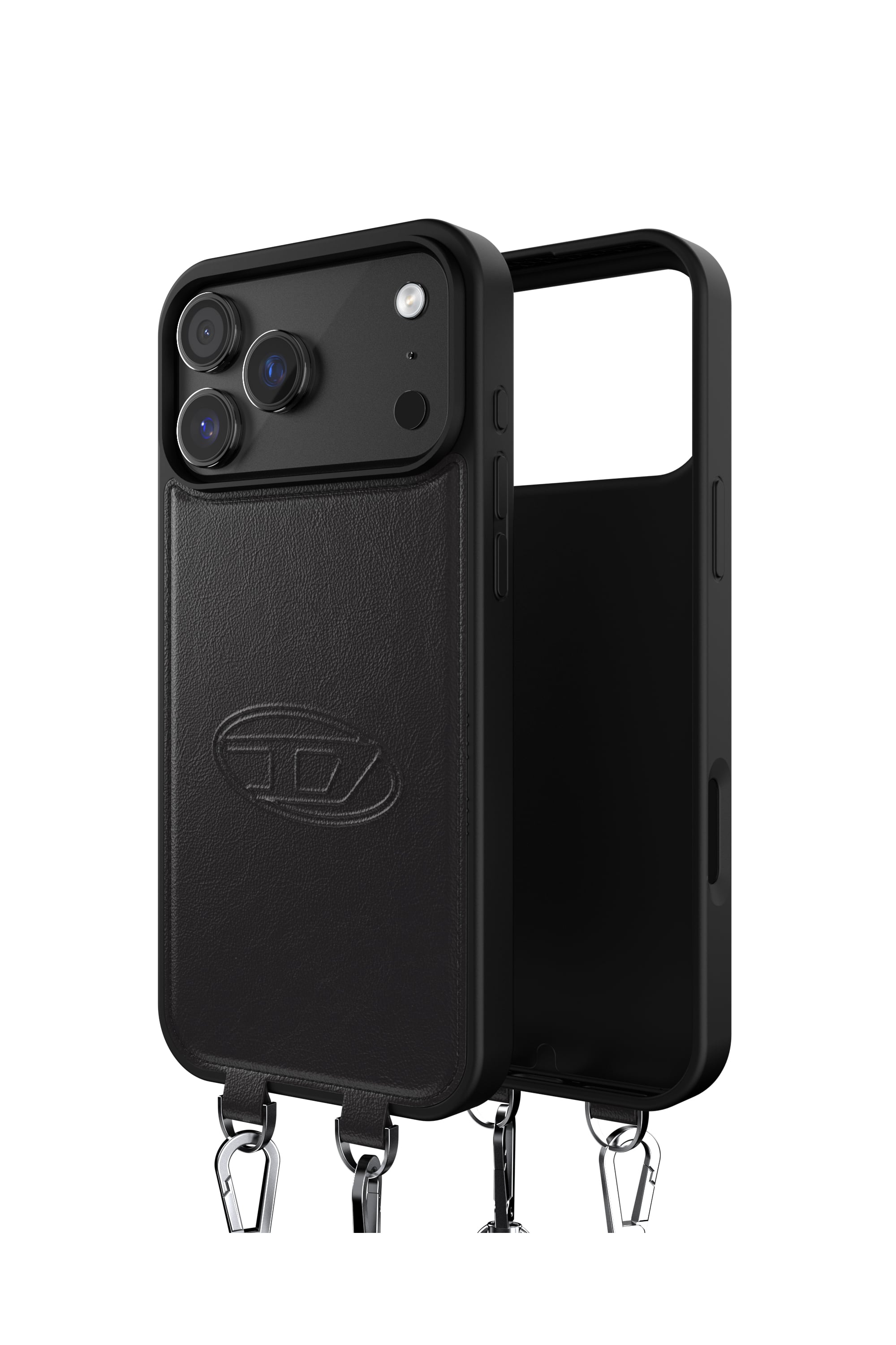 Diesel - 60663 MOULDED CASE, Funda Oval D con correa de mu&ntilde;eca y MagSafe para iPhone 17 Pro Max Unisex in Negro - 1