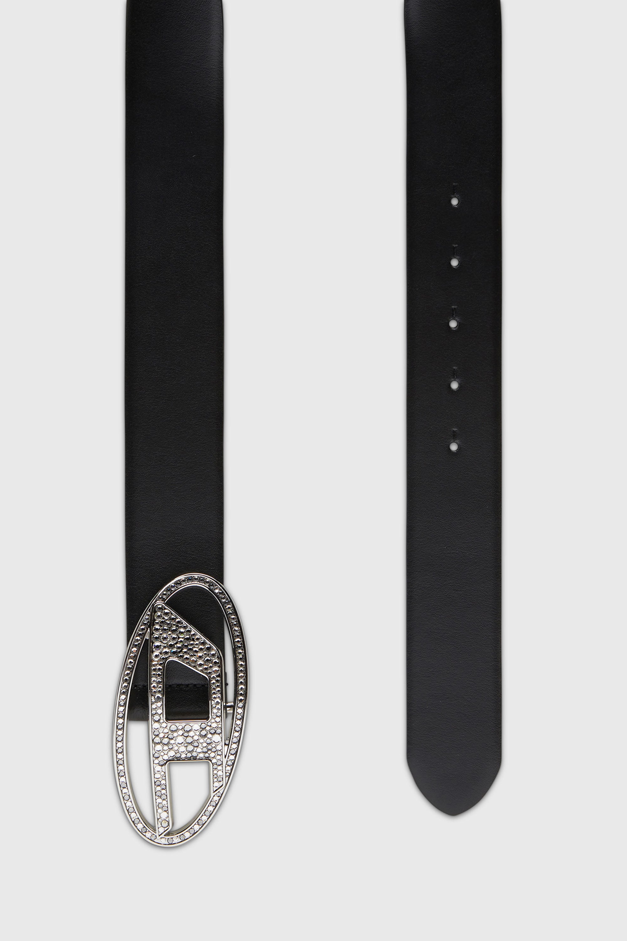 Diesel - B-1DR STRASS, Cintur&oacute;n 4 cm de cuero con hebilla de cristal Mujer in Negro - 2