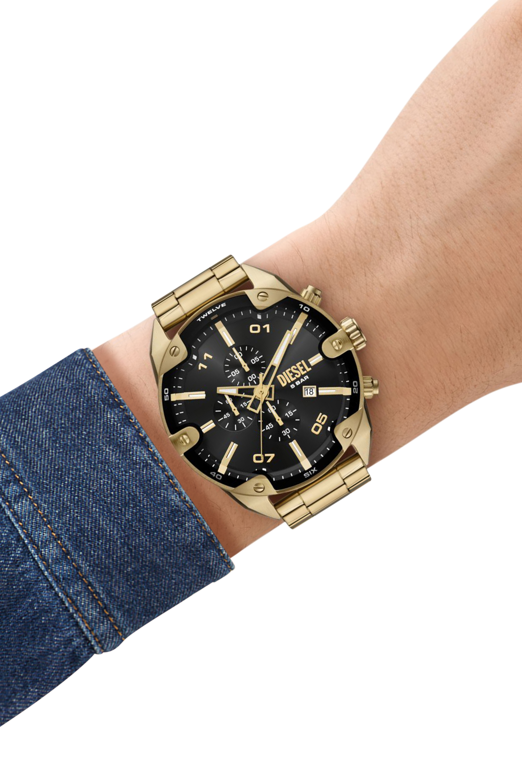 Diesel - DZ4678, Reloj de acero inoxidable Spiked Hombre in Dorado - 4