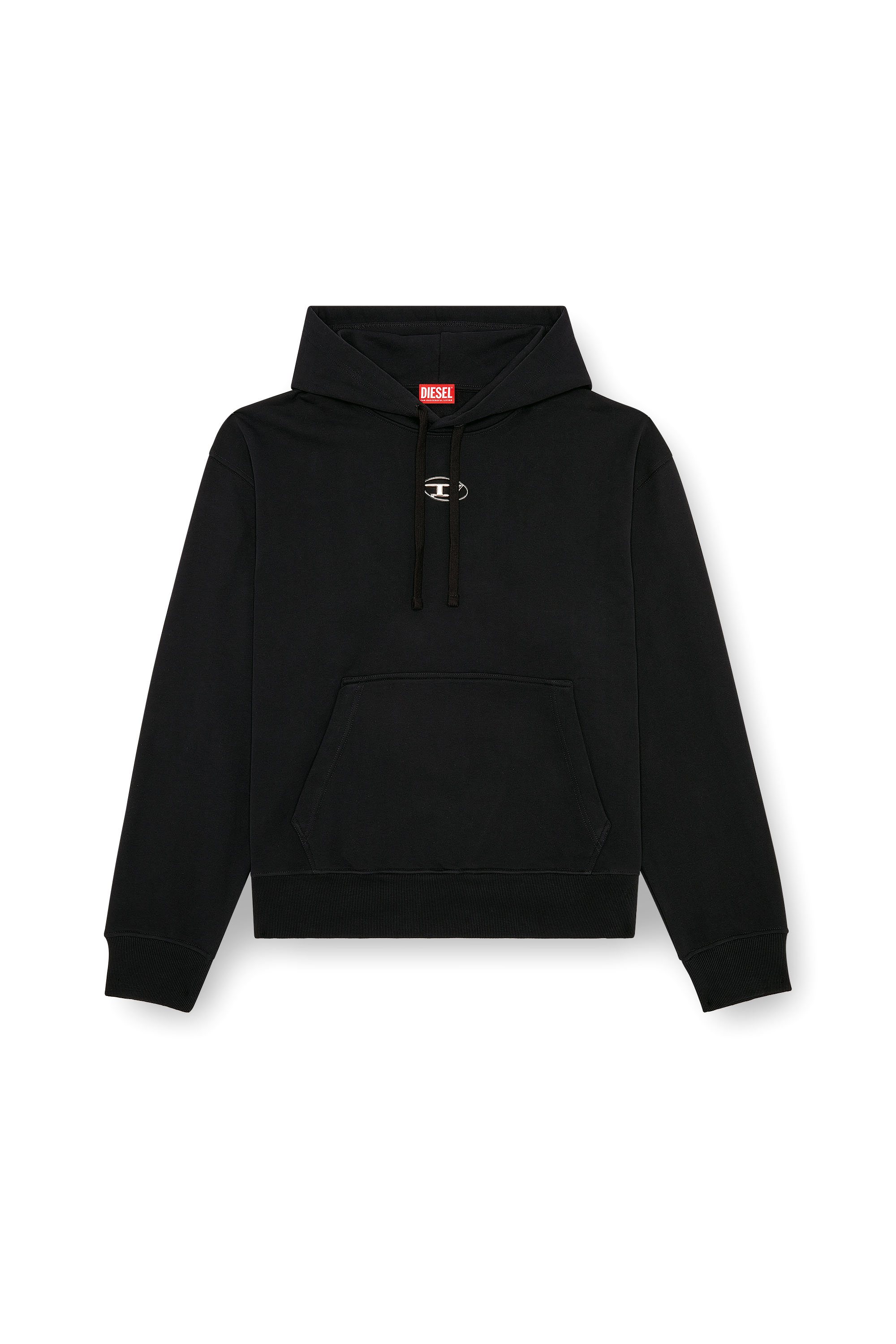 Diesel - S-MACS-HOOD-OD, Sudadera con capucha extragrande con logotipo metálico Hombre in Negro - 2