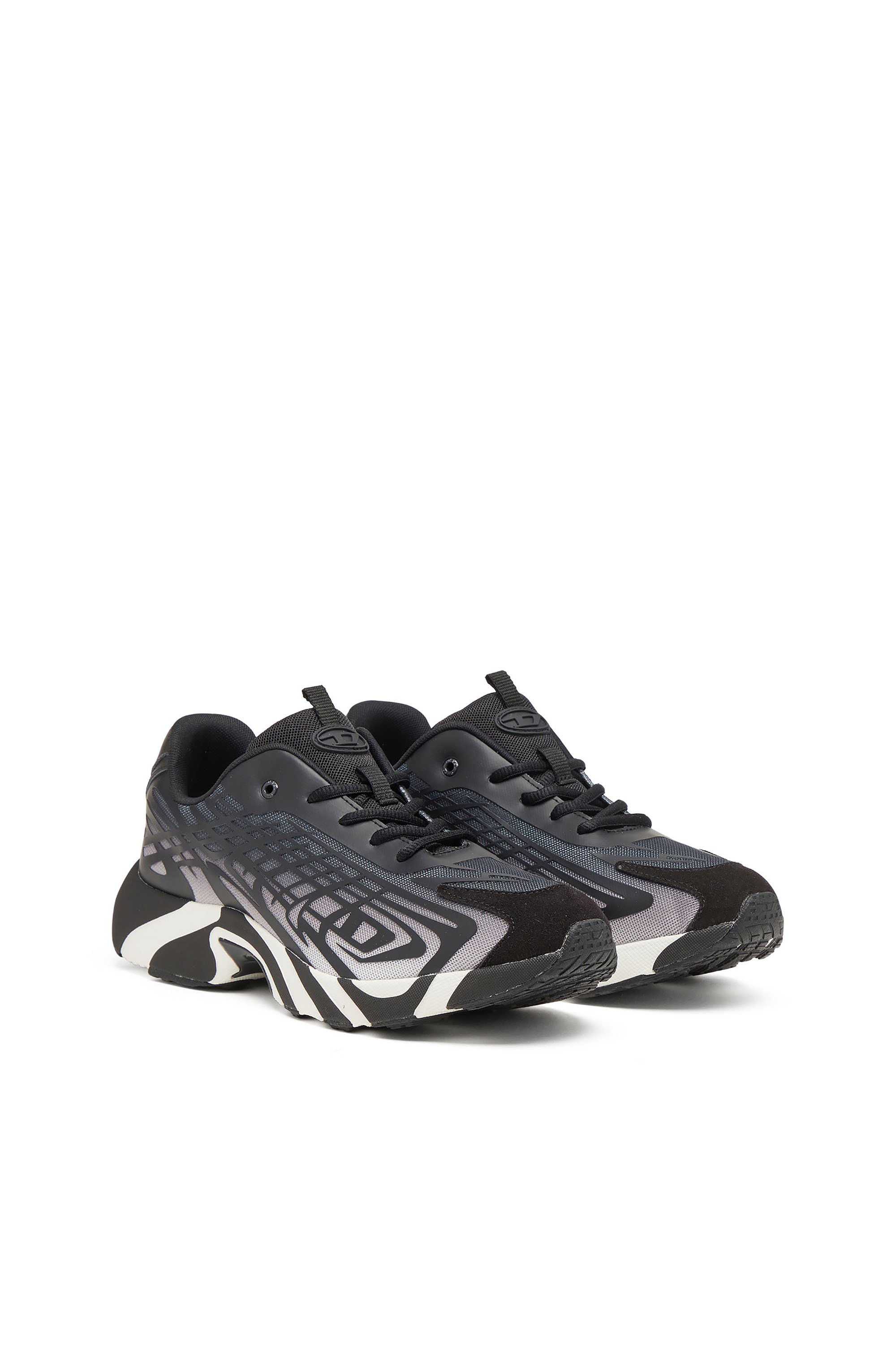 Diesel - S-D-VIT'S 500 LOW, D-Vit-Sneakers en malla degradada de rayas Hombre in Negro - 3