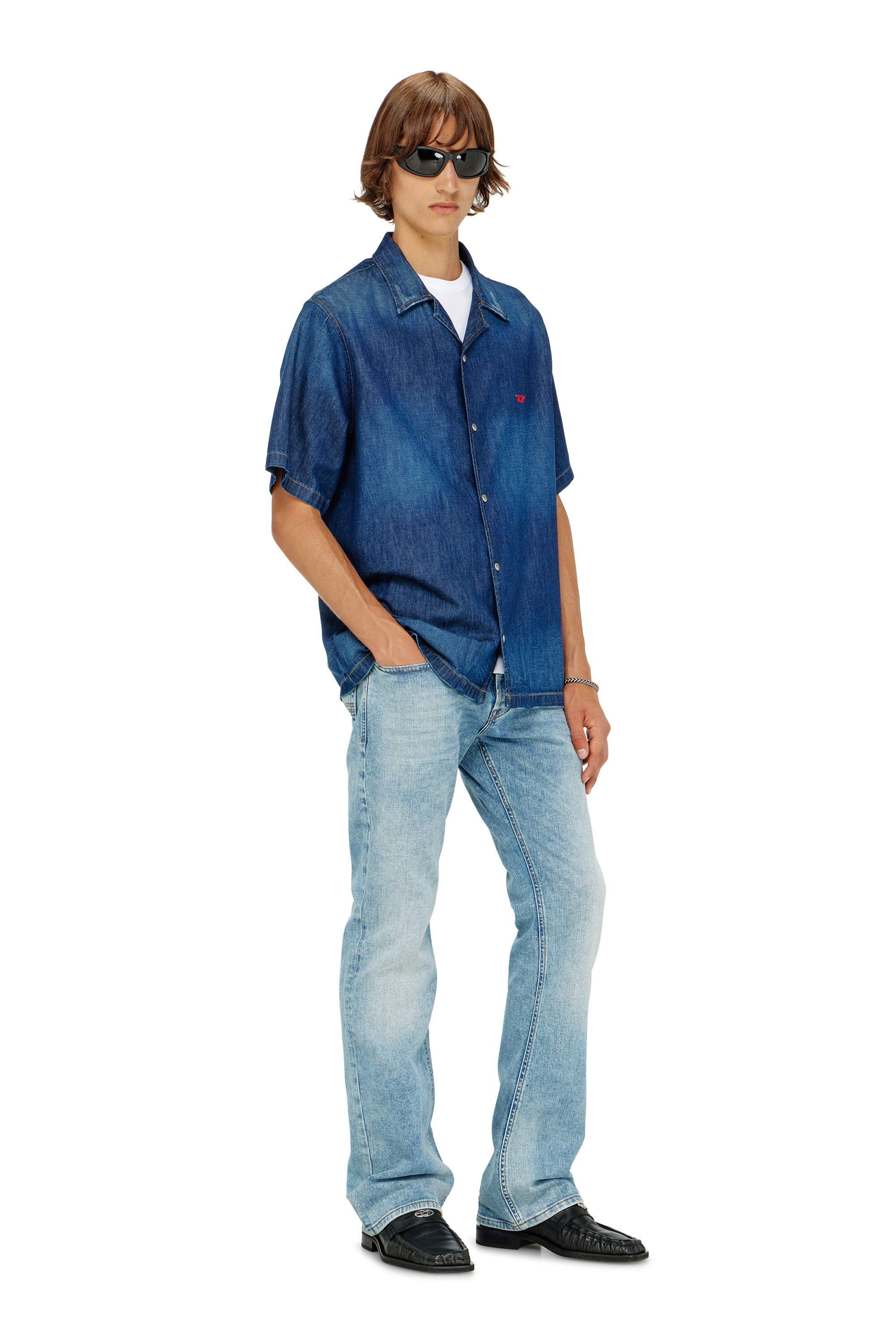 Diesel - D-NABIL-D, Camisa vaquera de manga corta Hombre in Azul marino - 2