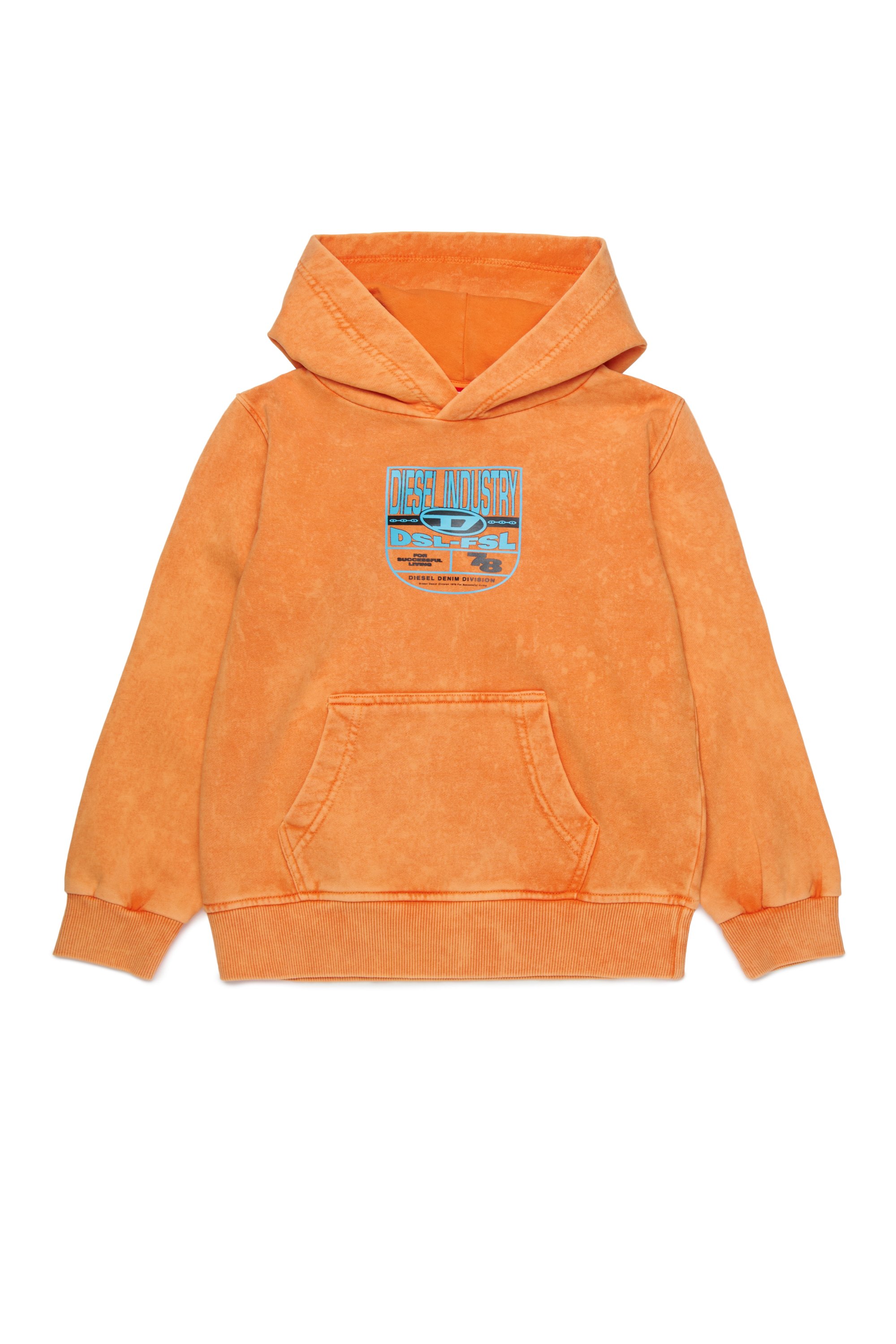 Diesel - SPRIDHOOD OVER, Sudadera con capucha marmoleada con gráfico del logotipo Hombre in Naranja - 1