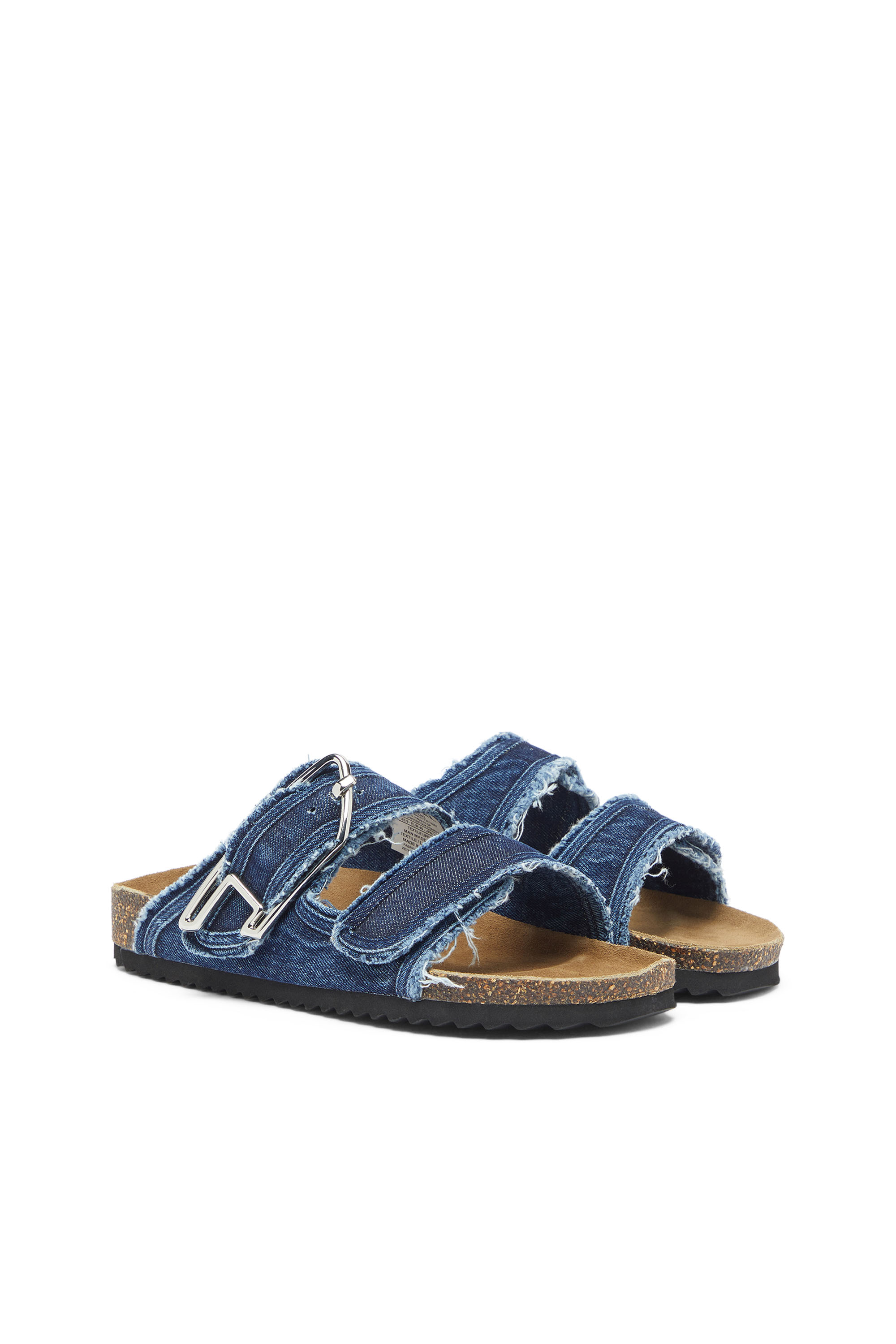 Diesel - D-WOODSTOCK D SANDAL W, D-Woodstock - Sandalia con tiras de denim deshilachadas Mujer in Azul marino - 2