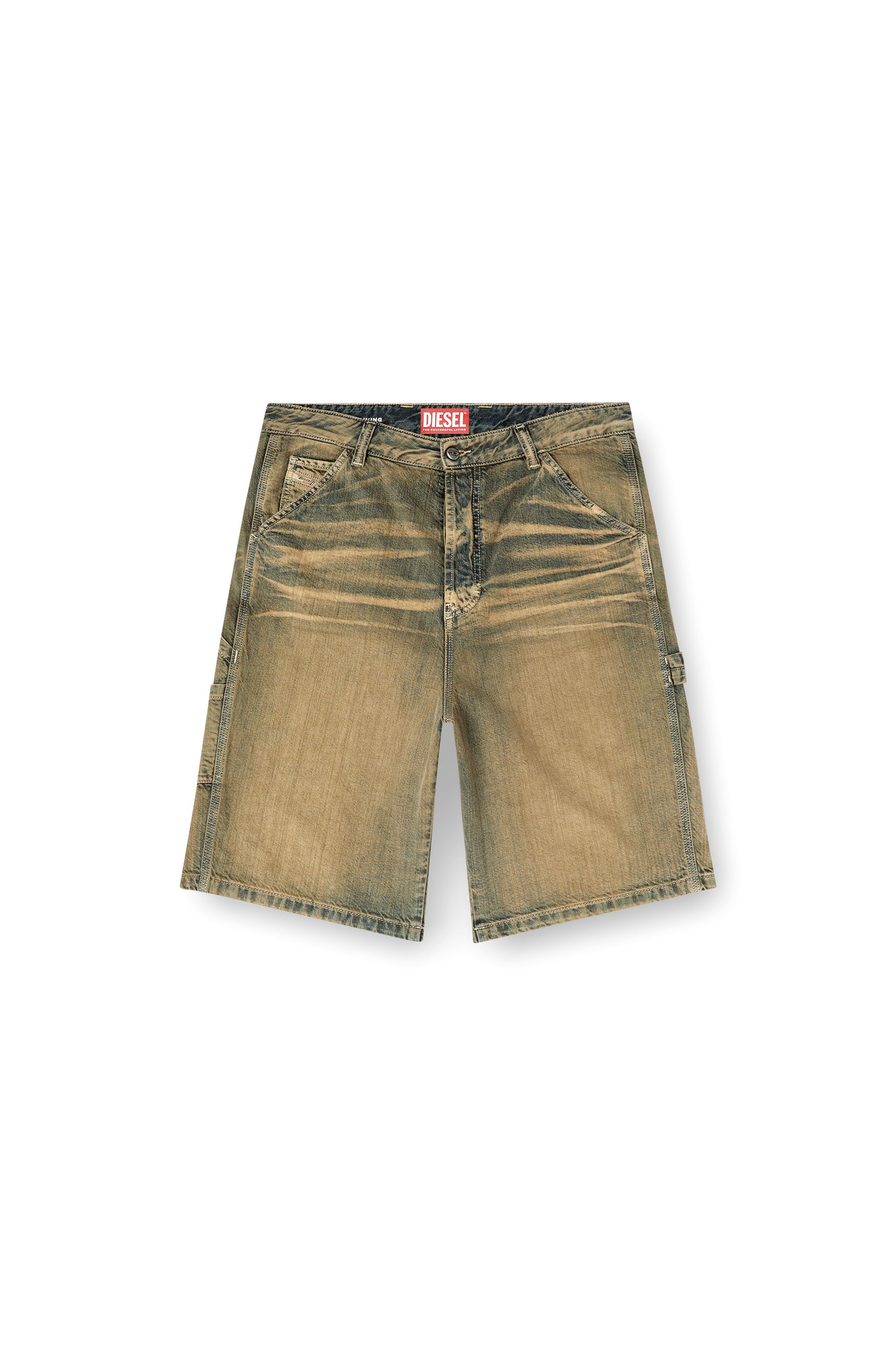 Diesel - D-LIVERY-SHORT, Pantalones cortos utility en denim cepillado dorado Hombre in Multicolor - 3