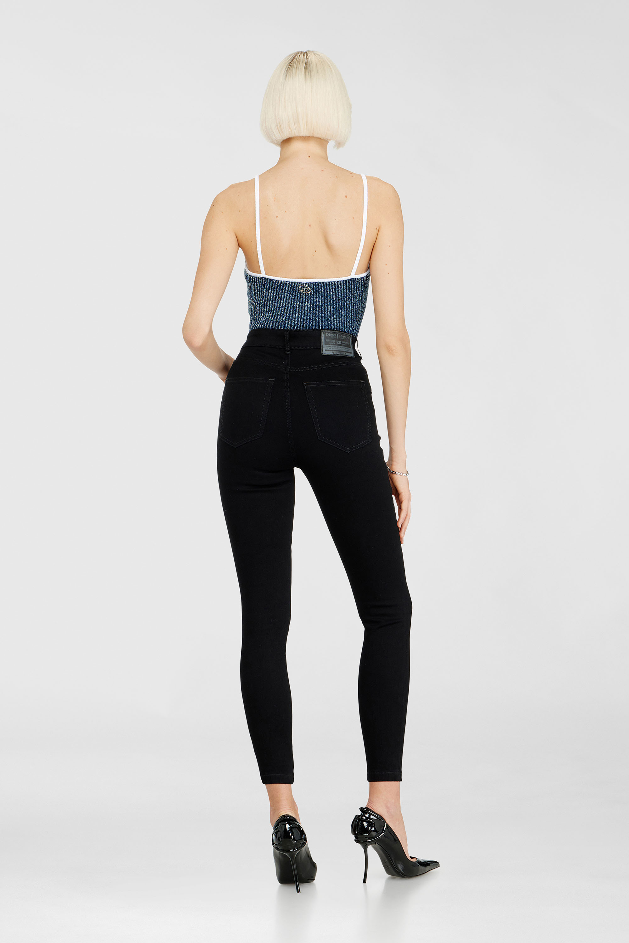 Diesel - Skinny Jeans 1984 Slandy-High 069EF Mujer, Negro/Gris oscuro - 3
