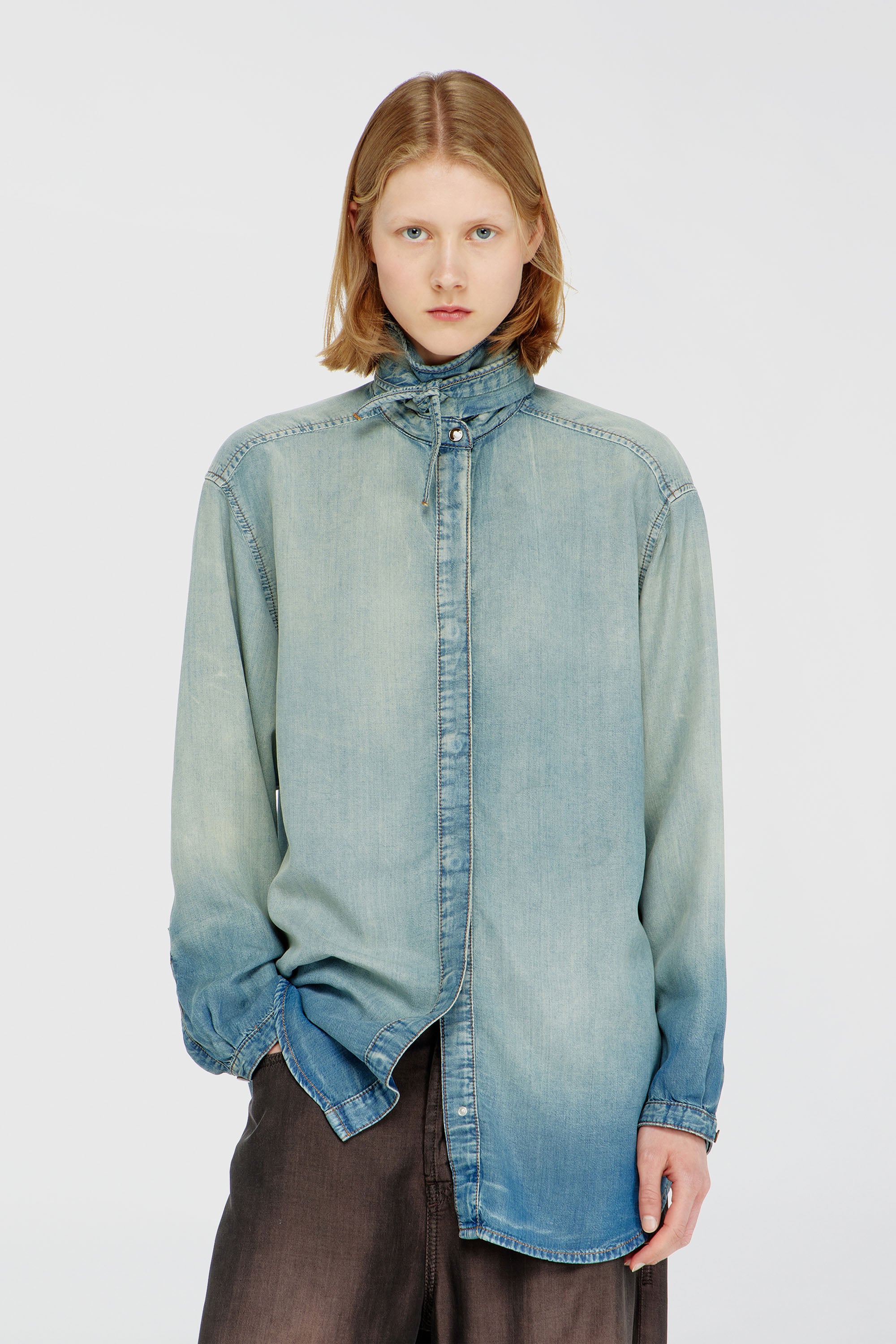 Diesel - DE-ARVEN-S1, Camisa de denim fluido jaspeado Mujer in Azul marino - 1