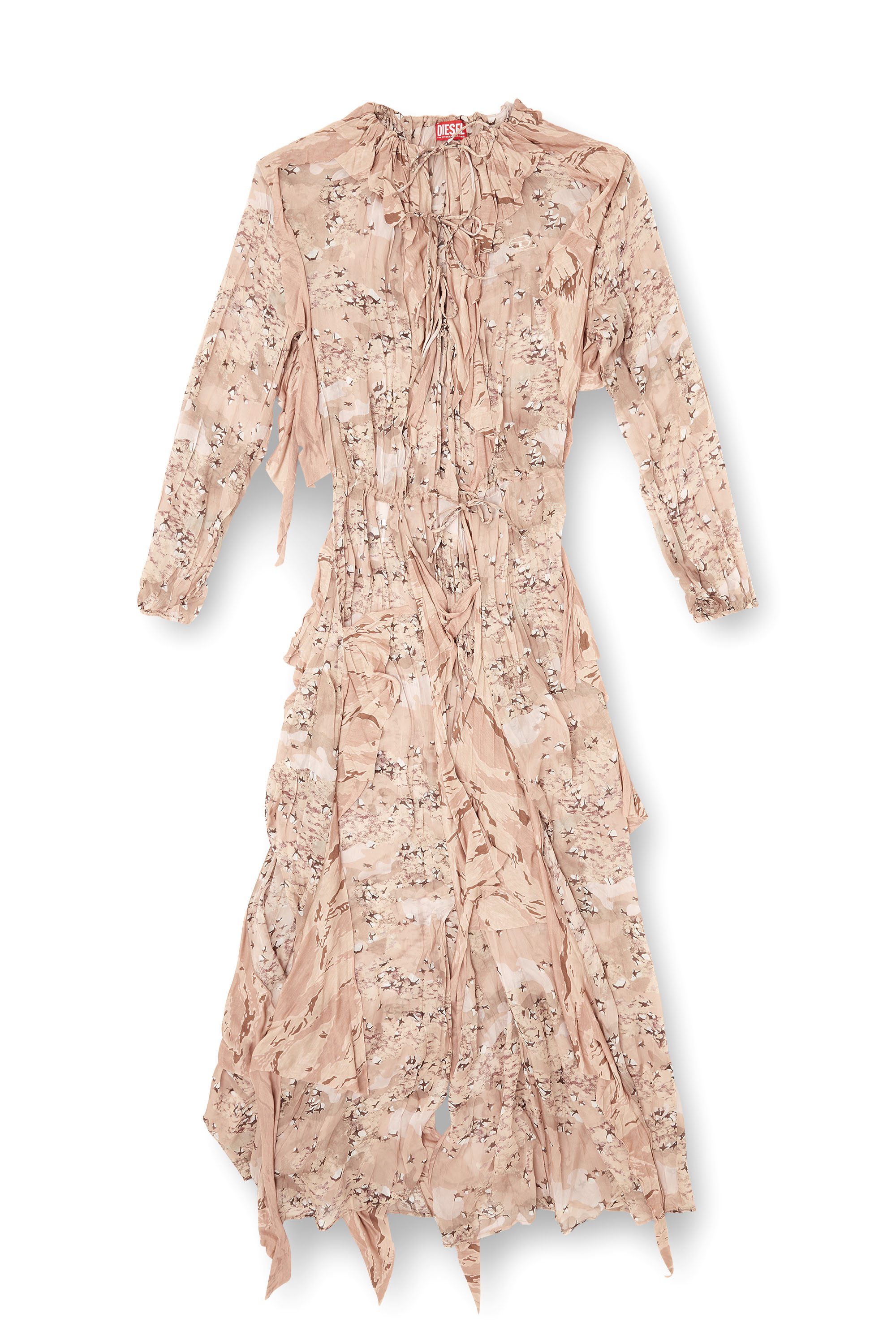 Diesel - D-AZZLING-R1, Maxivestido con volantes de chifón de camuflaje Mujer in Rosa - 2