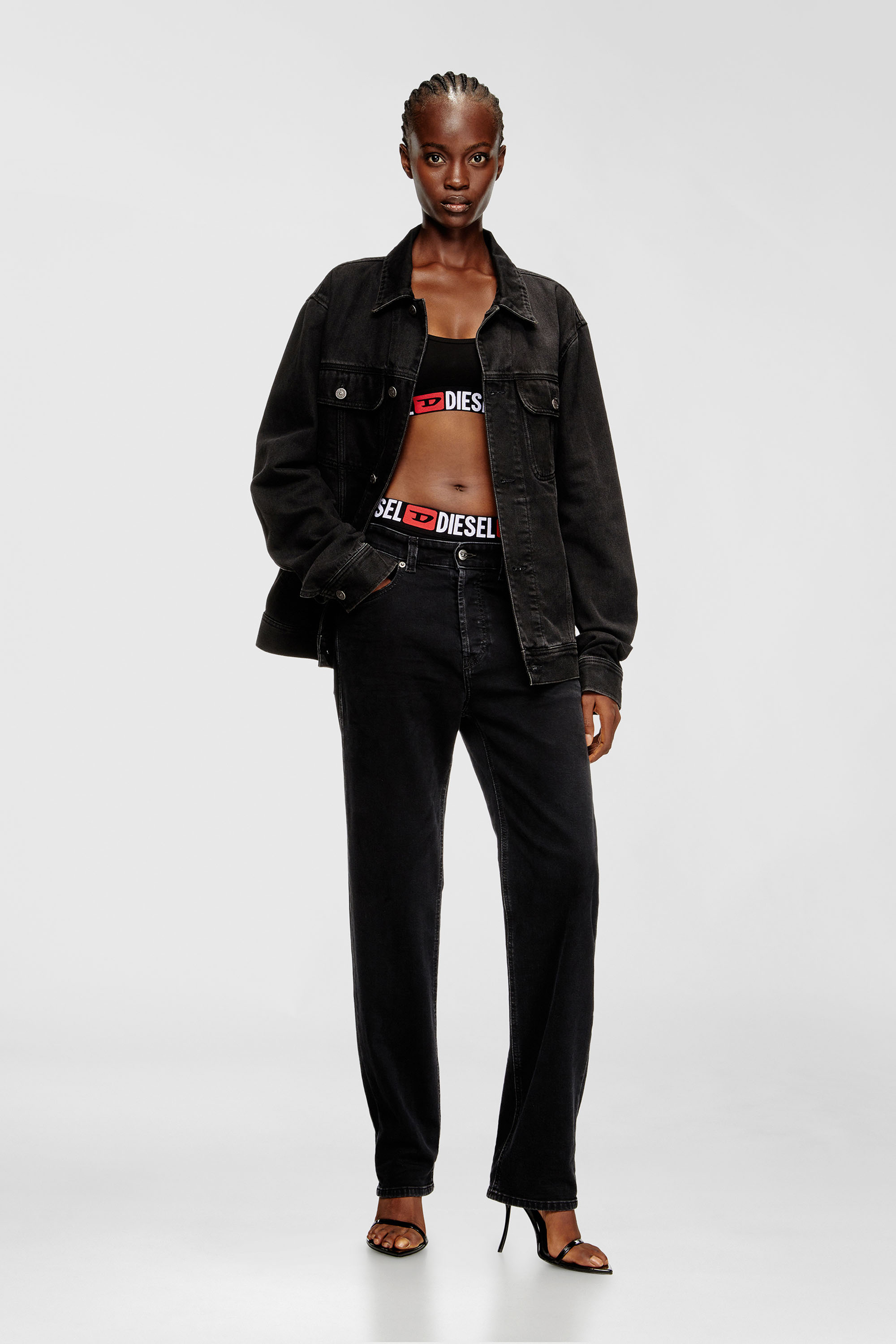 Diesel - UFSB-ORIBA, Bralette con banda con logotipo Mujer in Negro - 6