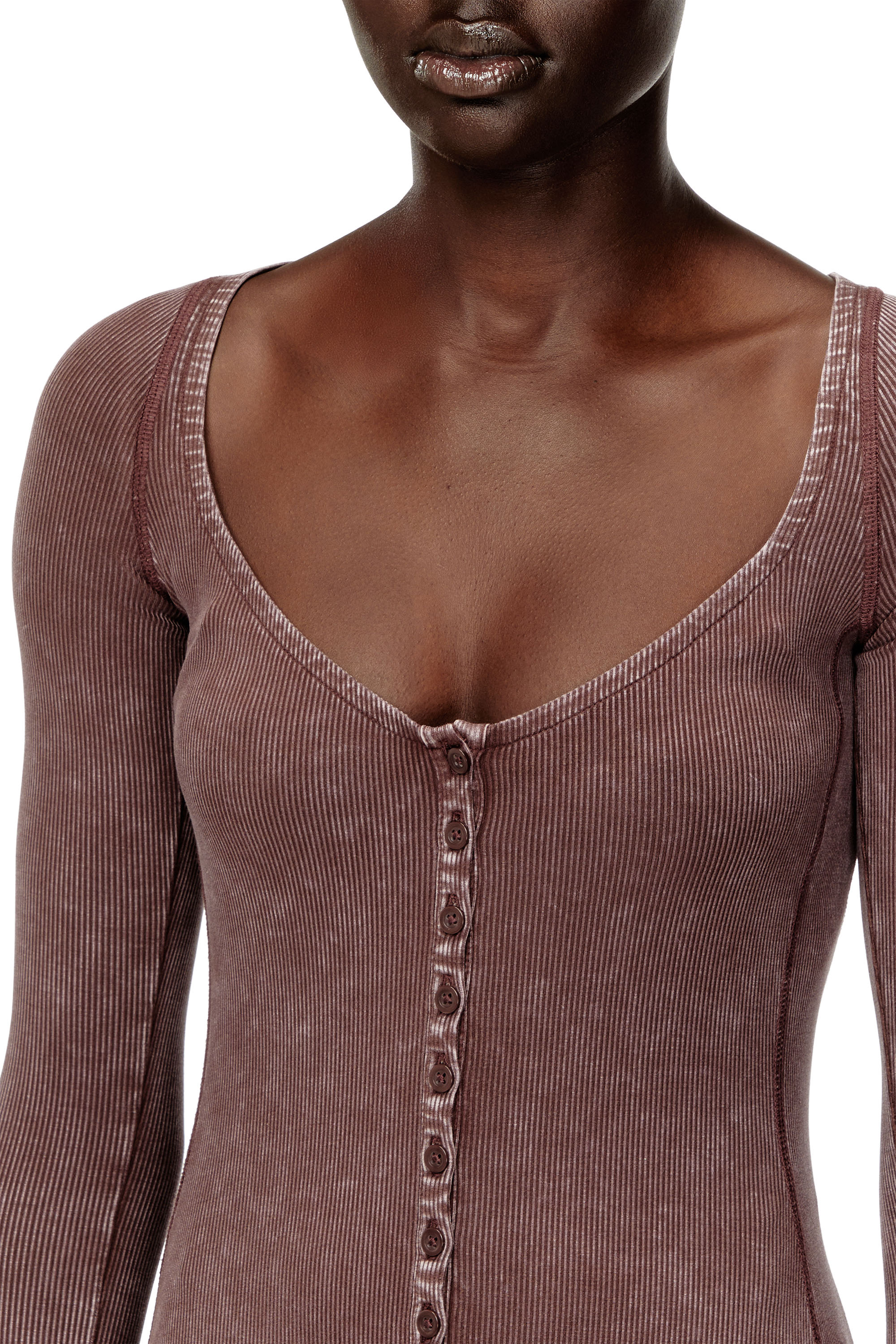 Diesel - D-LEY, Vestido midi en punto canal&eacute; deste&ntilde;ido Mujer in Rosa - 4