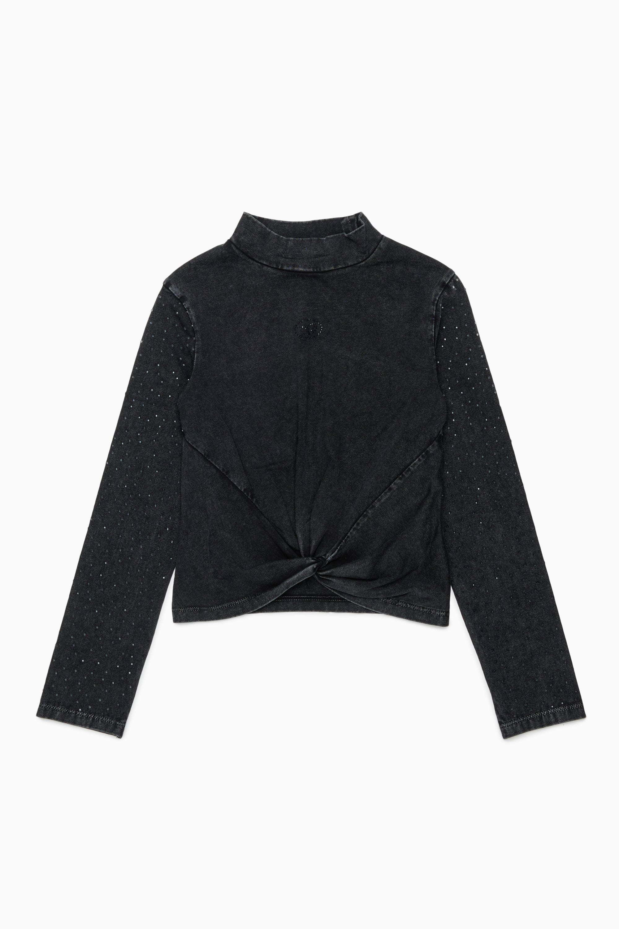 Diesel - TKNOT, Top con bajo retorcido y apliques de strass Mujer in Negro - 1