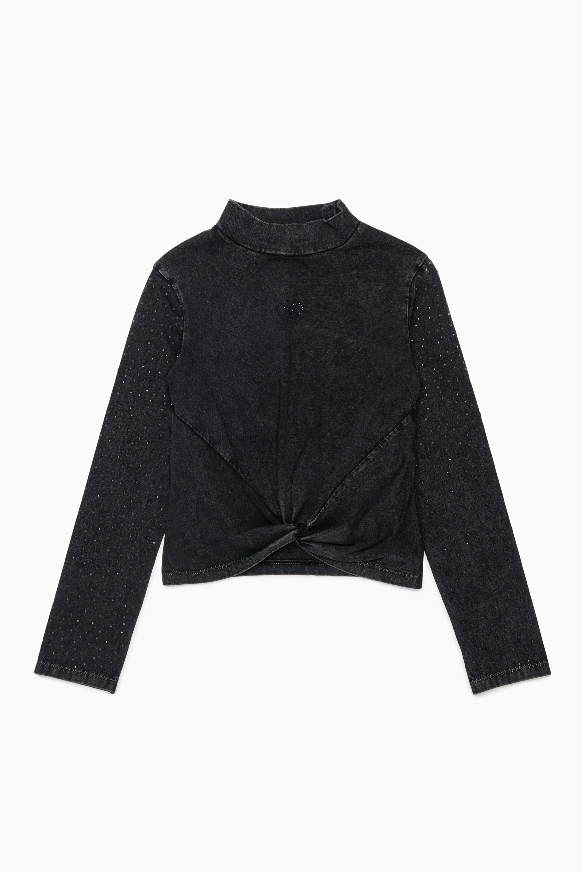 Diesel - TKNOT, Top con bajo retorcido y apliques de strass Mujer in Negro - 1