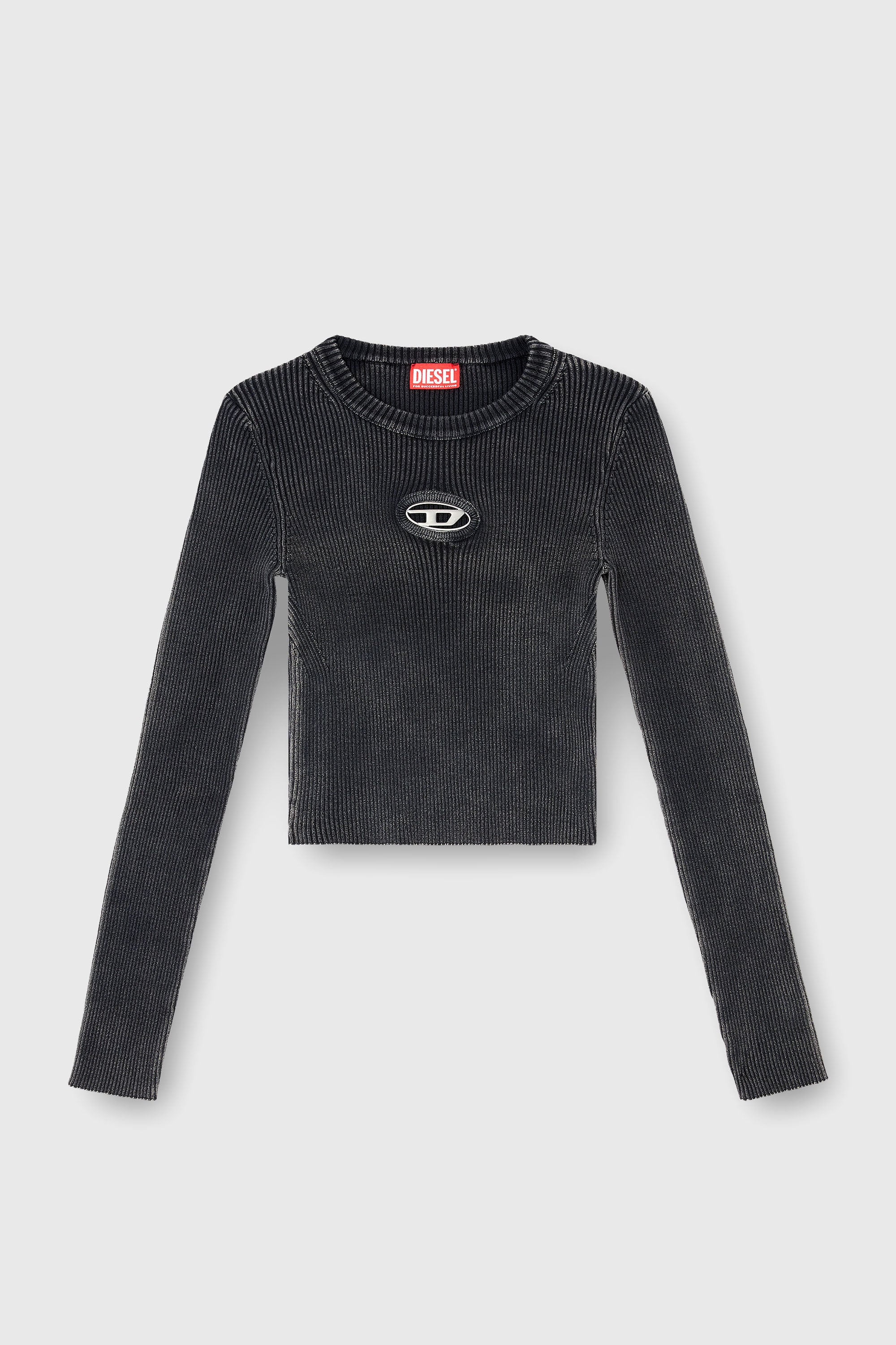 Diesel - M-ANCHOR-A, Jersey corto con logotipo recortado Mujer in Negro - 2