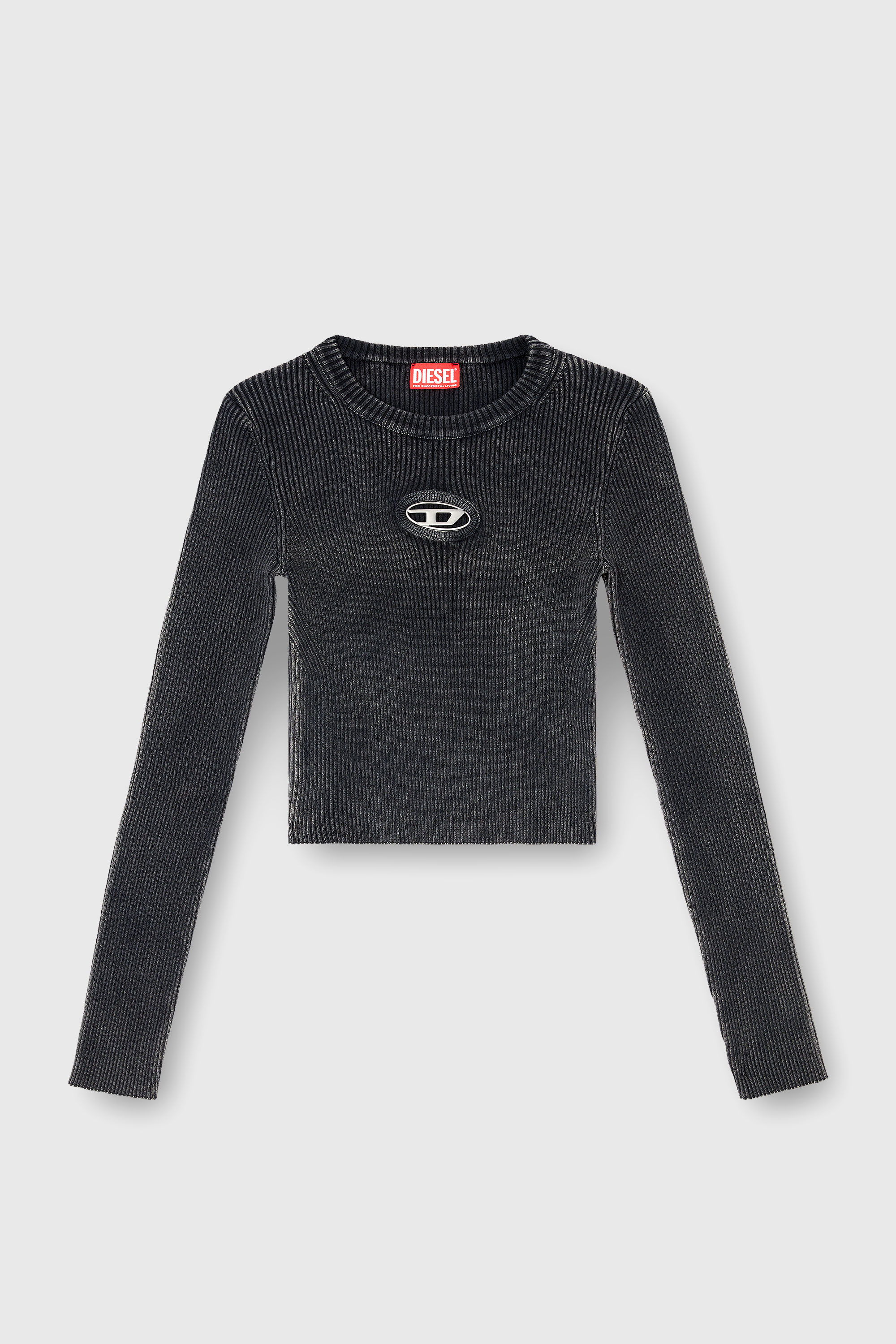 Diesel - M-ANCHOR-A, Jersey corto con logotipo recortado Mujer in Negro - 2