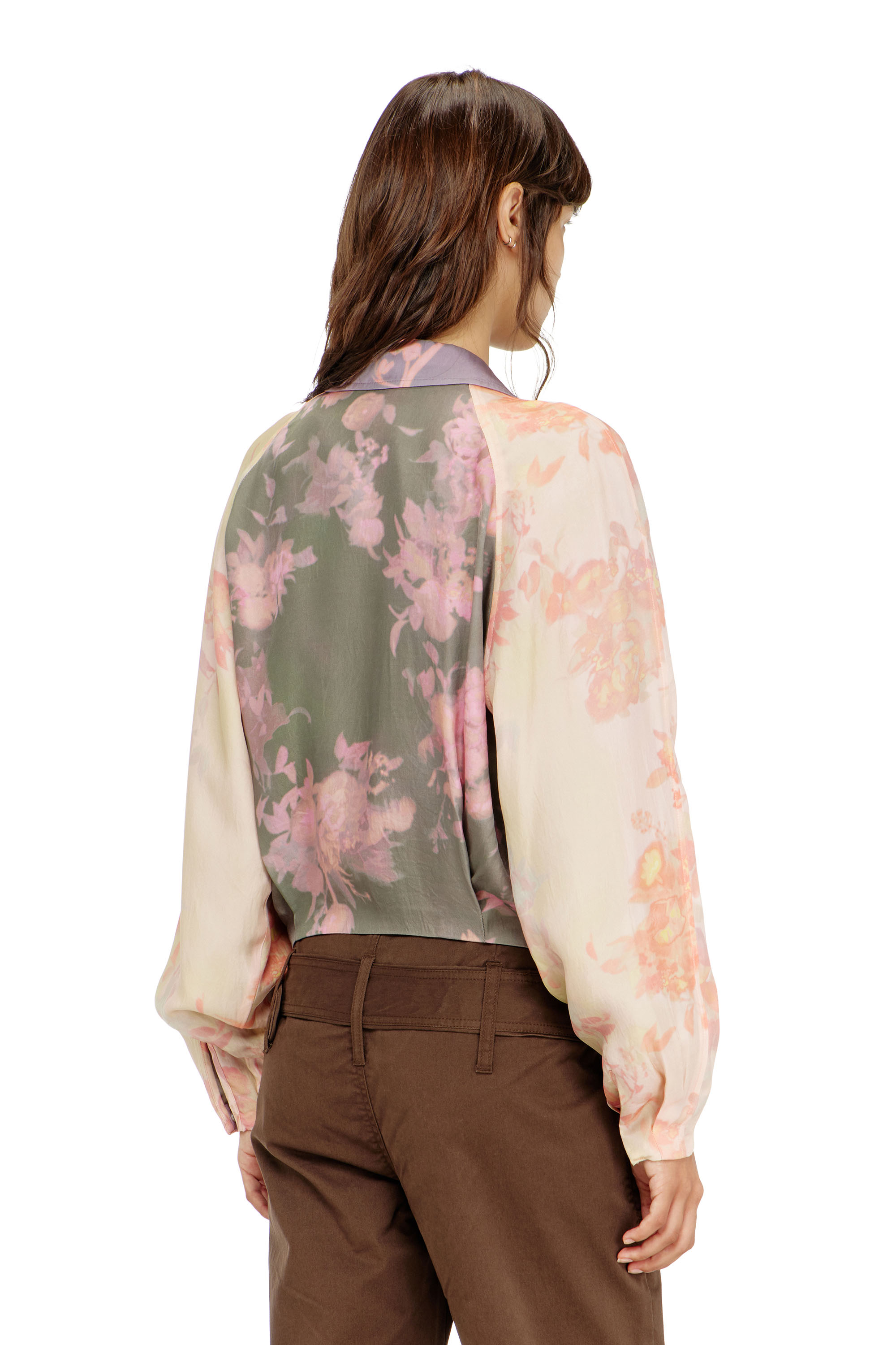 Diesel - G-ALENA, Chaqueta bomber floral en acetato arrugado Mujer in Multicolor - 4